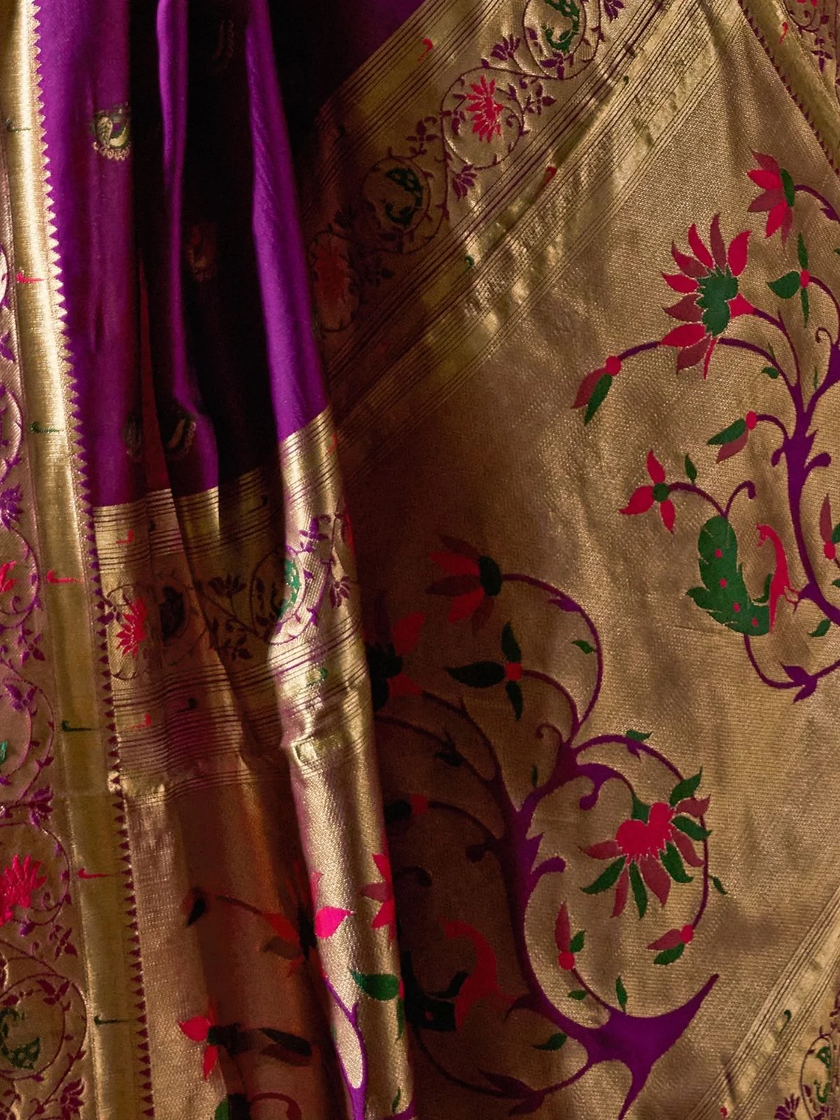 Odette Purple Silk Woven Paithani Saree For Women - Image 5