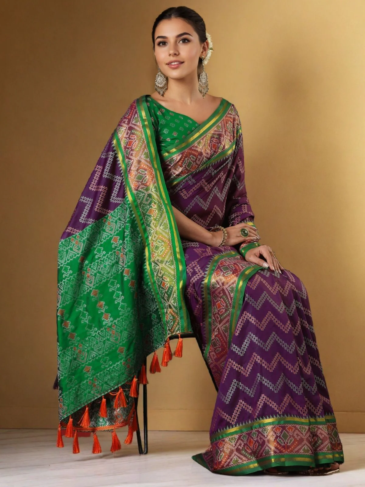 Odette Purple Silk Woven Saree For Women - Image 2