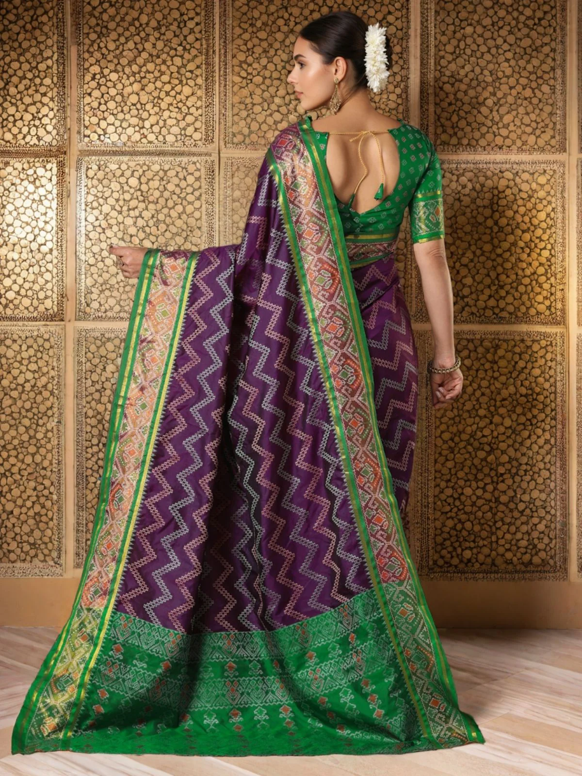 Odette Purple Silk Woven Saree For Women - Image 4