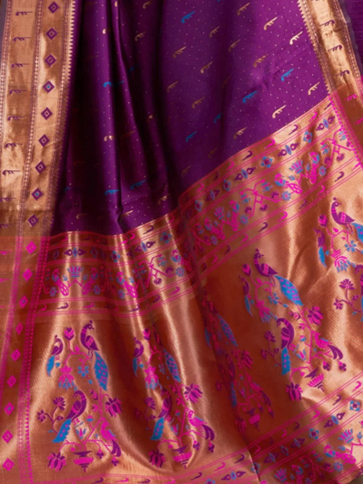 Odette Purple Silk Woven Saree For Women - Image 5