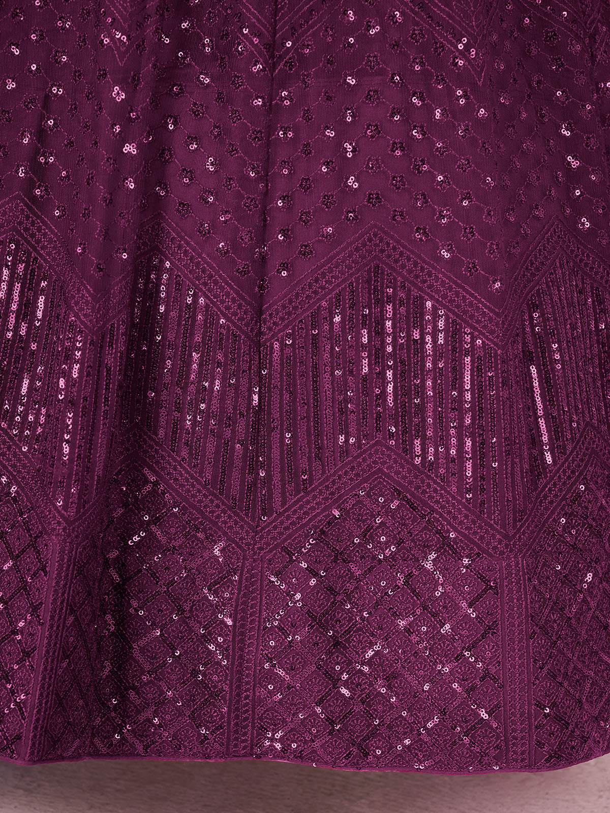 Odette Purple Soft Net Embellished Semi Stitched Lehenga With Unstitched Blouse For Women - Image 5
