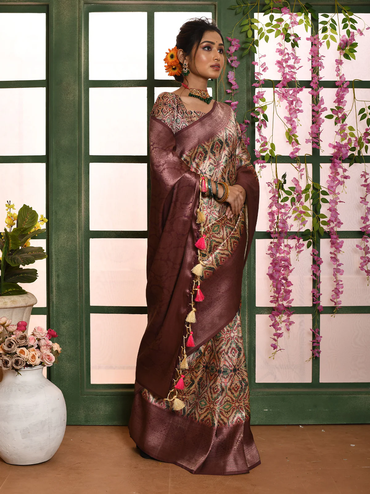 Odette Purple Soft Silk Woven Saree With Unstitched Blouse For Women - Image 2