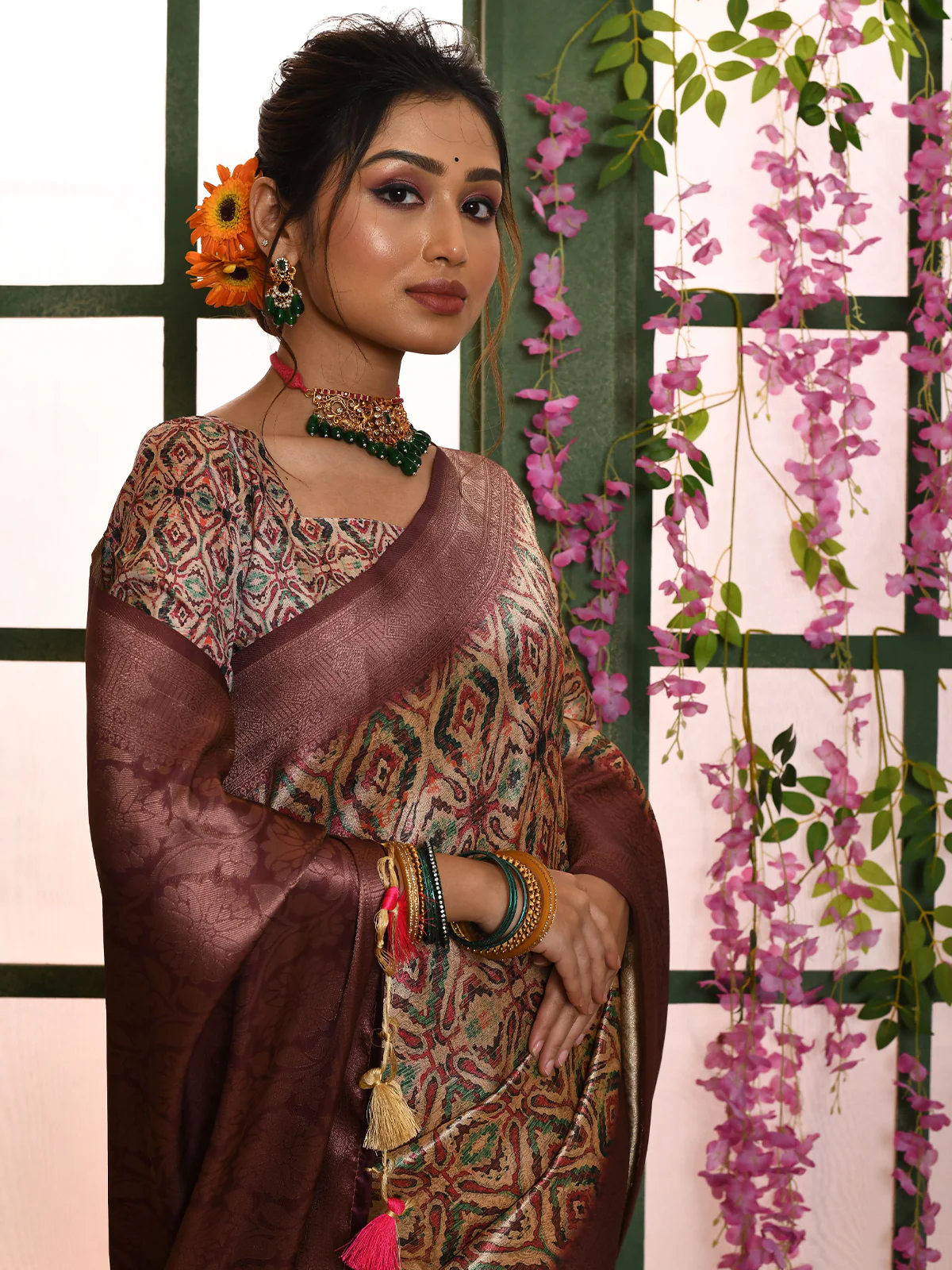 Odette Purple Soft Silk Woven Saree With Unstitched Blouse For Women - Image 3