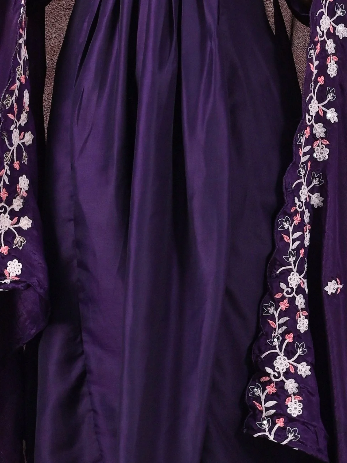 Odette Purple Viscose Rayon Embroidered Stitched Kurta Set For Women - Image 5