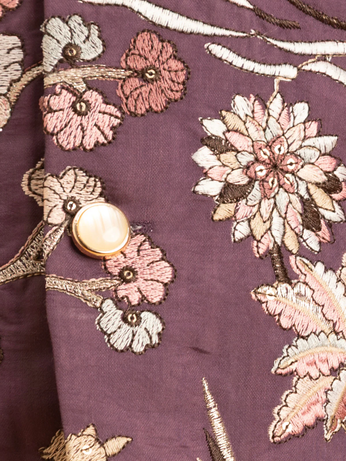 Odette Purple Viscose Silk Embroidered Stitched Kurta Set For Kids - Image 6
