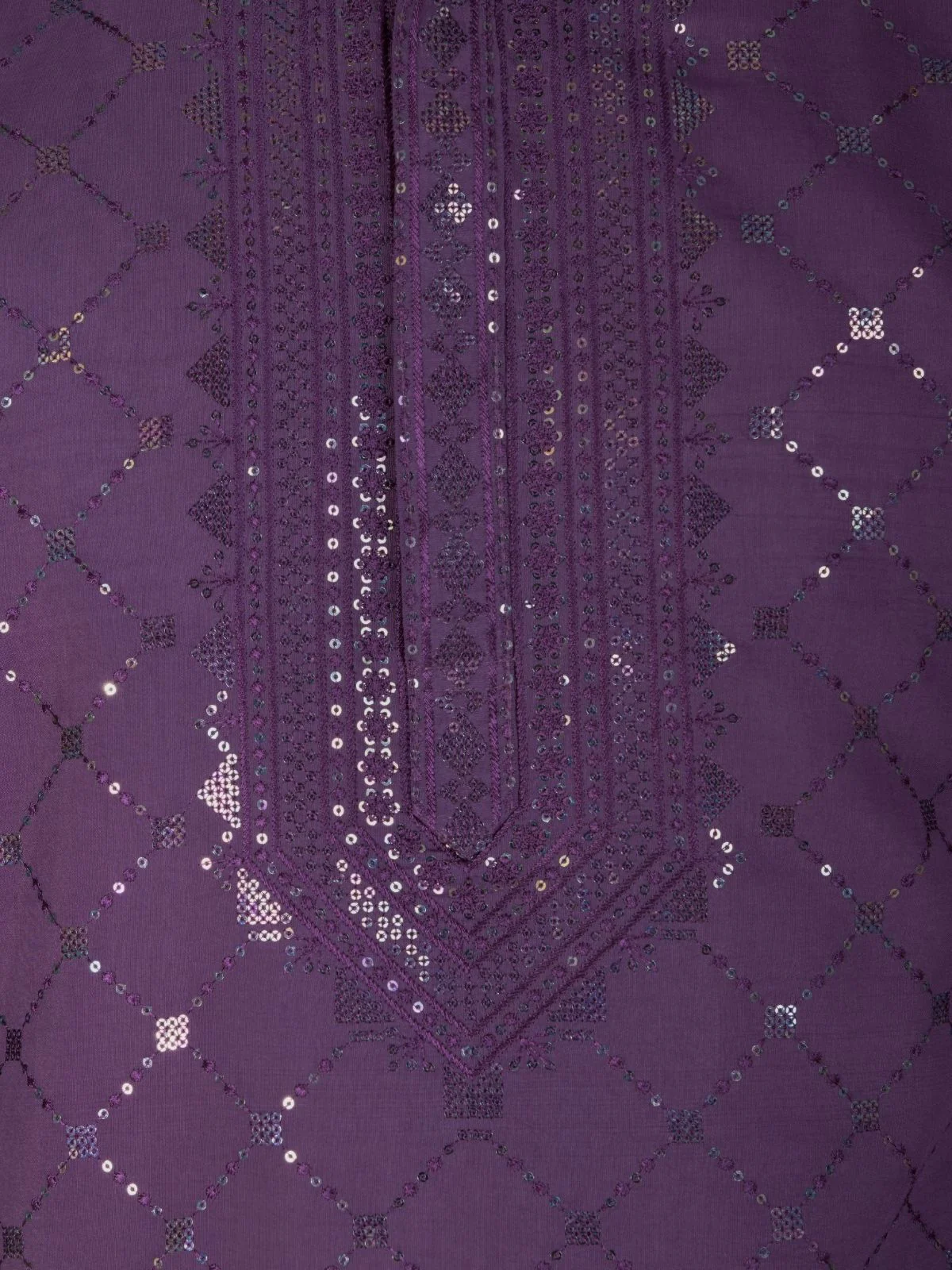 Odette Purple Viscose Silk Sequins Stitched Kurta For Men - Image 7