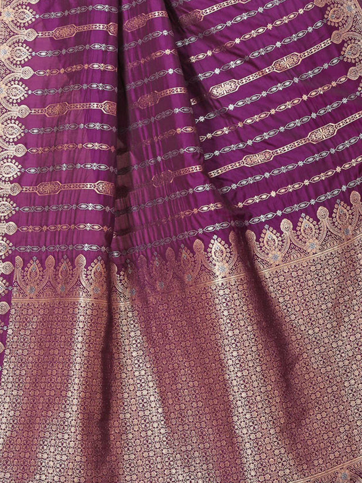 Odette Purple Woven Banarasi Silk Saree With Unstitched Blouse For Women - Image 6
