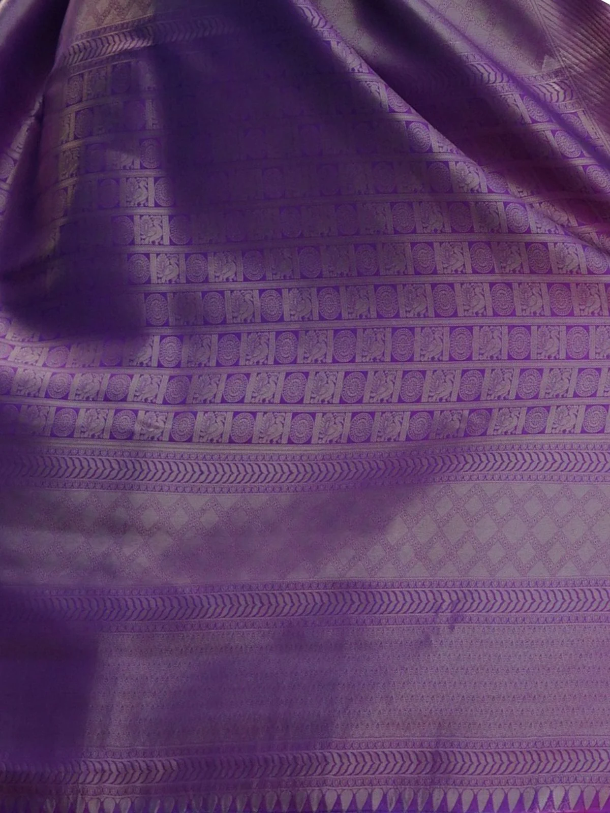 Odette Purple Woven Design Silk Blend Saree With Unstitched Blouse For Women - Image 4