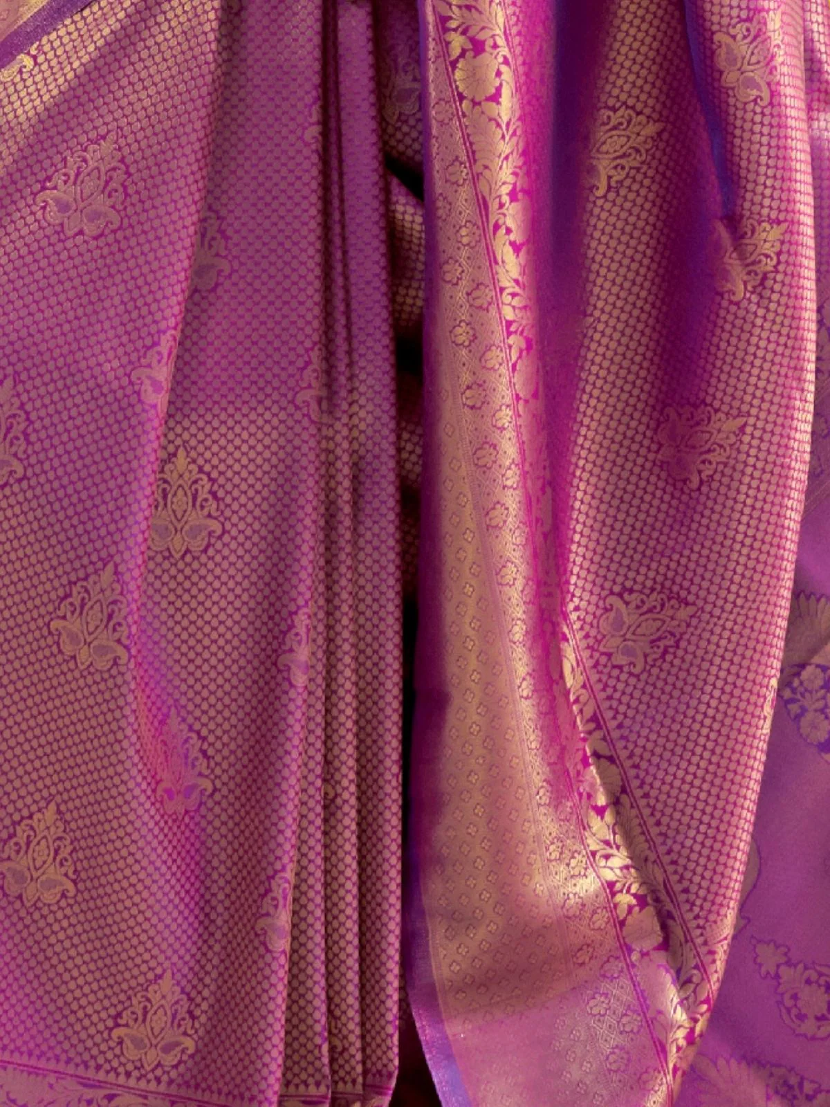 Odette Purple Woven Design Silk Blend Saree With Unstitched Blouse For Women - Image 3