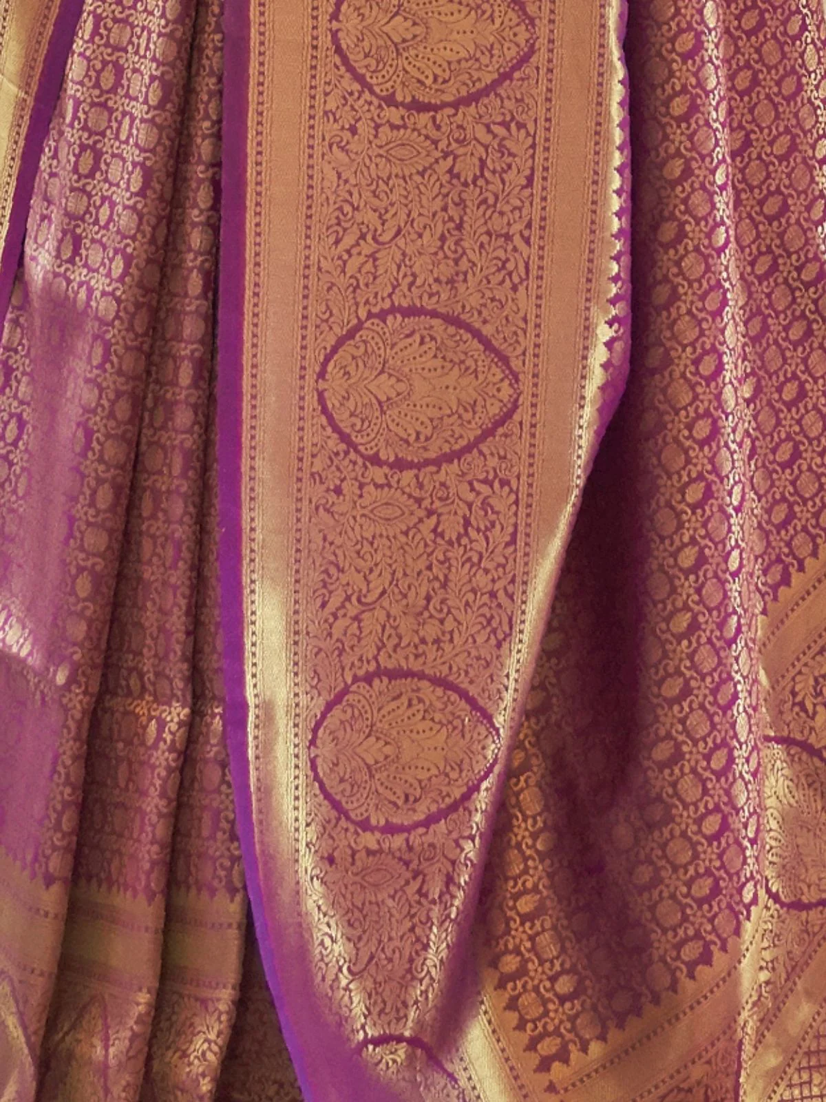 Odette Purple Woven Design Silk Blend Saree With Unstitched Blouse For Women - Image 4