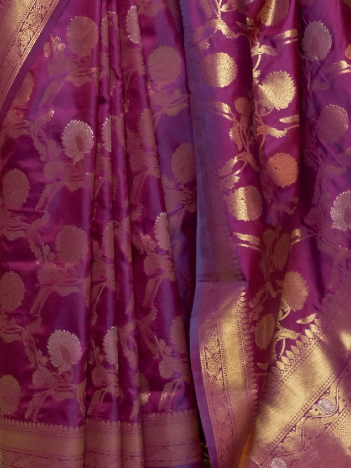 Odette Purple Woven Design Silk Blend Saree With Unstitched Blouse For Women - Image 3