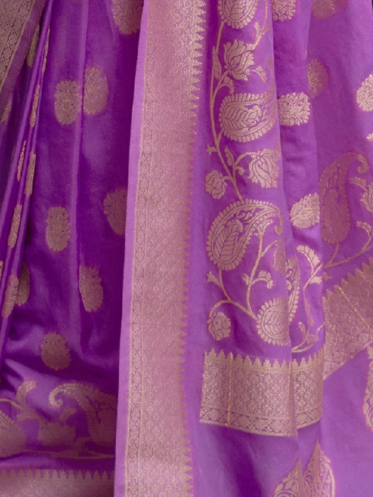 Odette Purple Woven Design Silk Blend Saree With Unstitched Blouse For Women - Image 4