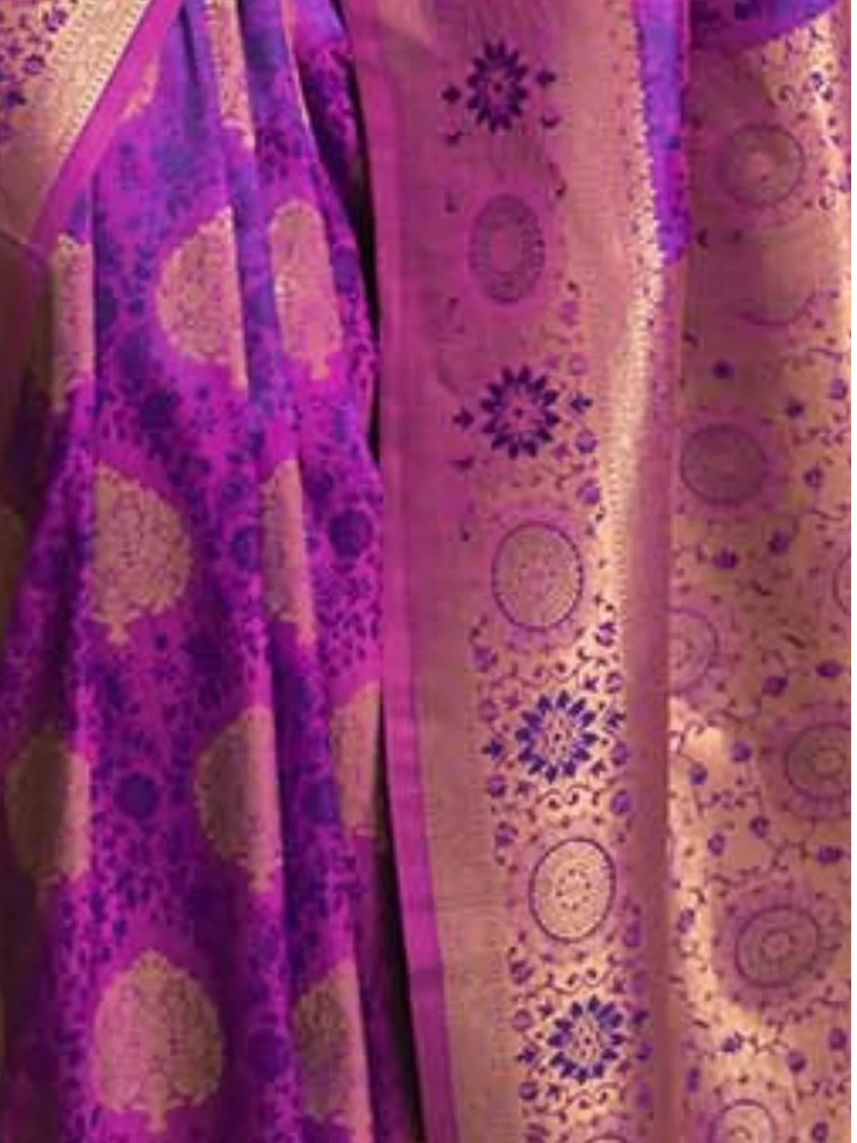 Odette Purple Woven Design Silk Blend Saree With Unstitched Blouse For Women - Image 4