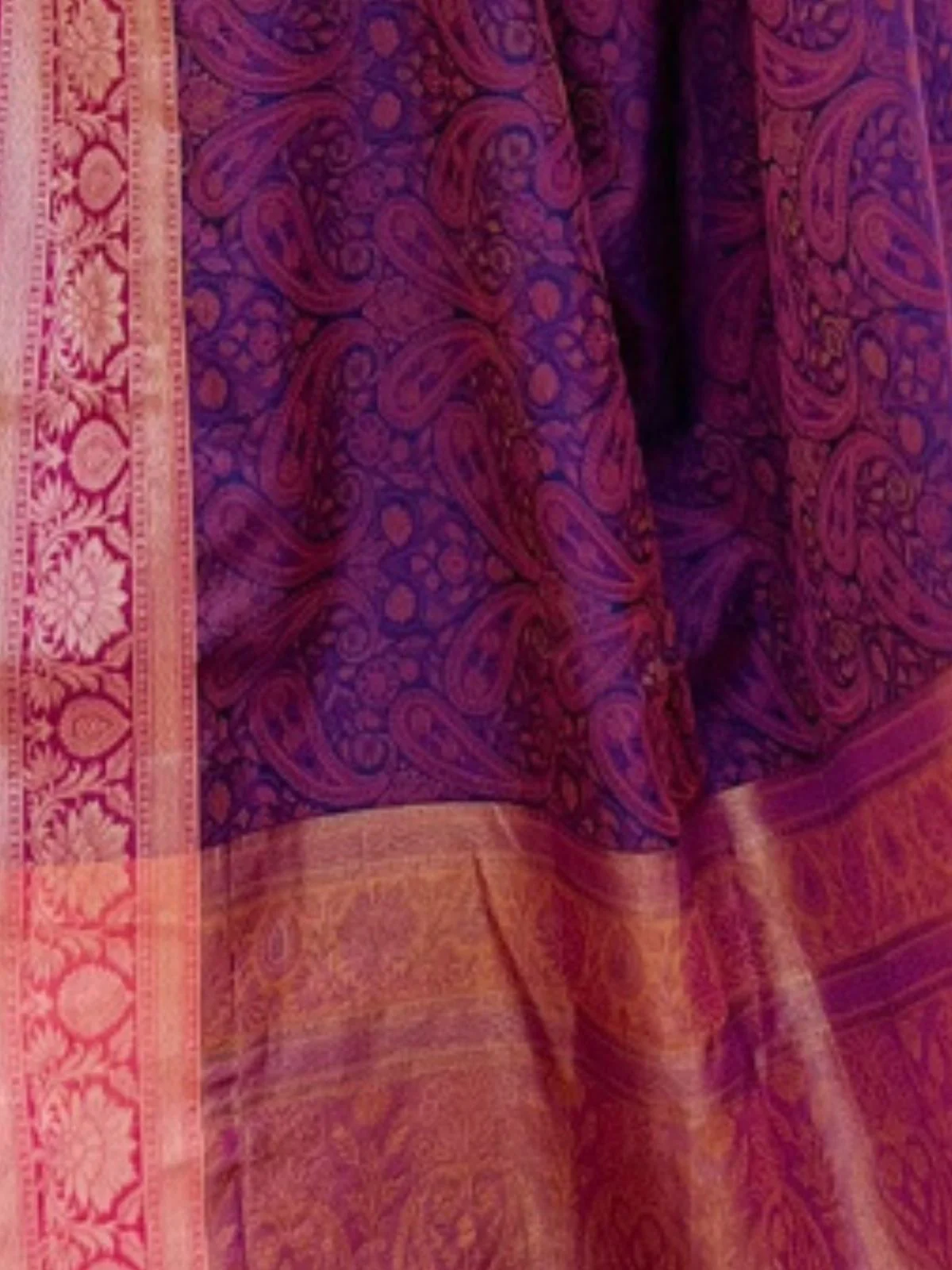 Odette Purple Woven Design Silk Blend Saree With Unstitched Blouse For Women - Image 4