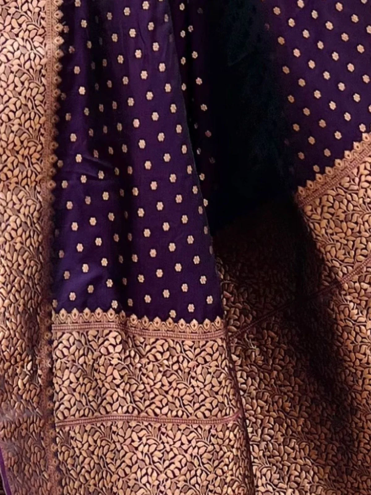 Odette Purple Woven Design Silk Blend Saree With Unstitched Blouse For Women - Image 4