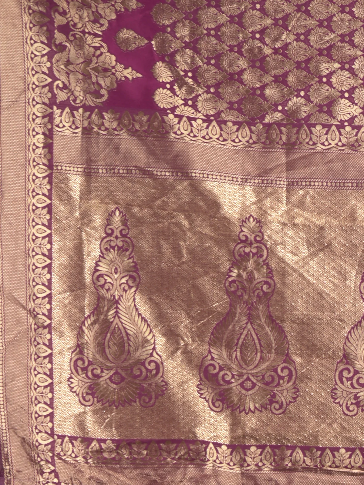 Odette Purple Woven Silk Blend Saree With Unstitched Blouse For Women - Image 5