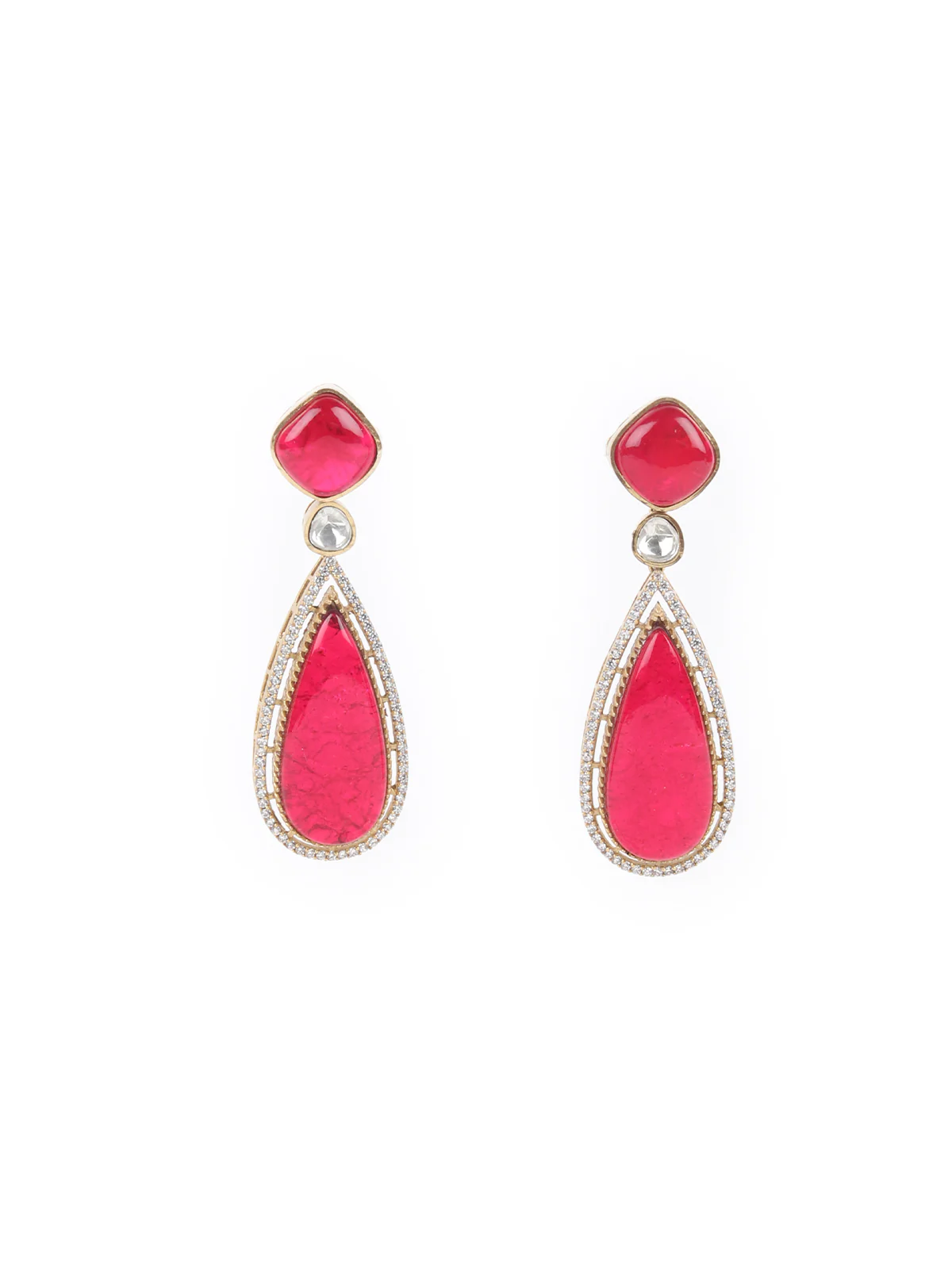 Odette Red And Gold Choker Neck Piece Set For Women - Image 5