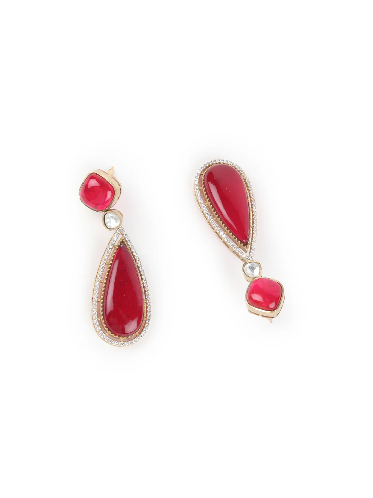 Odette Red And Gold Choker Neck Piece Set For Women - Image 6