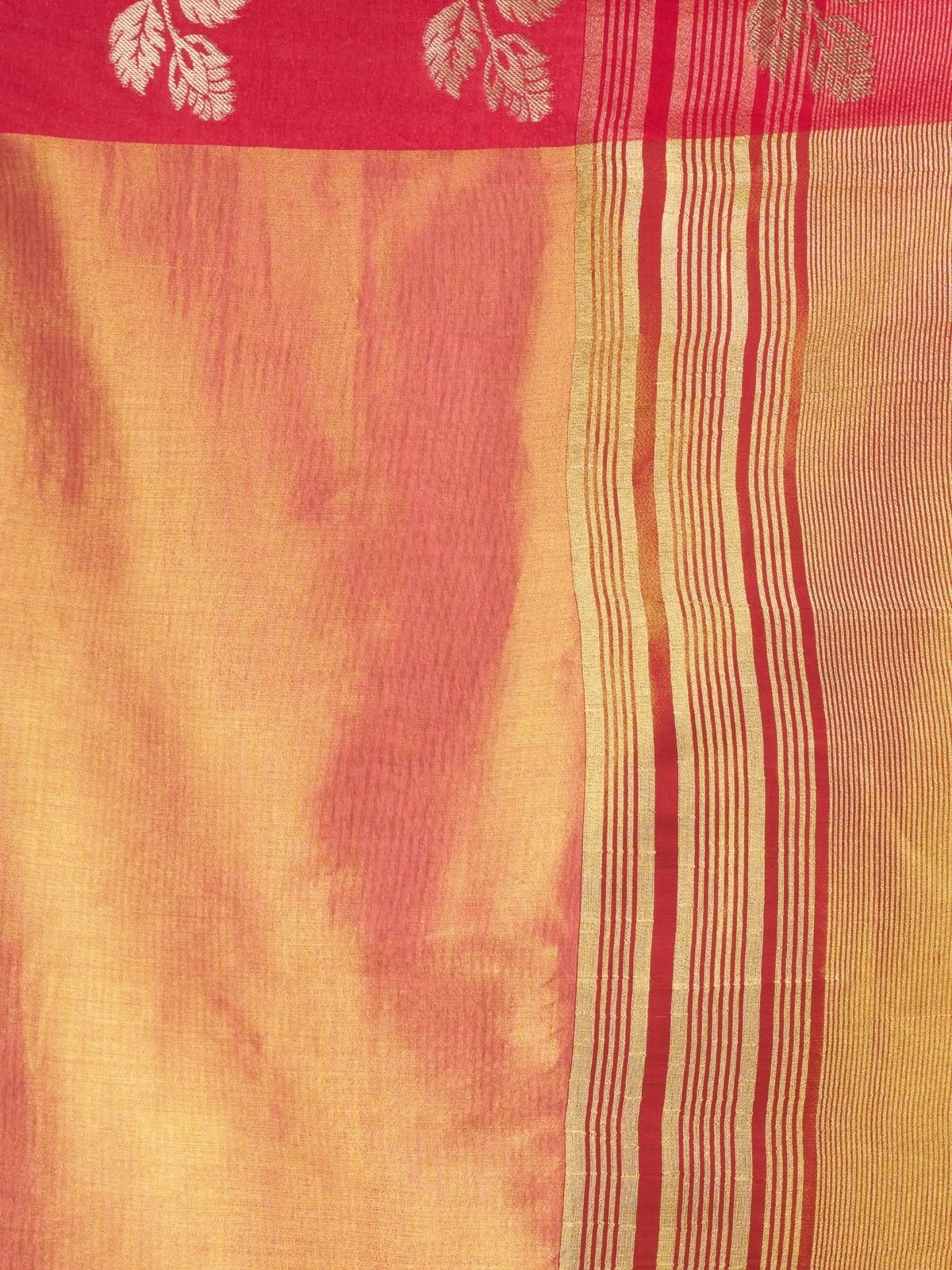 Odette Red and Mauve Silk Blend Woven Saree For Women - Image 6