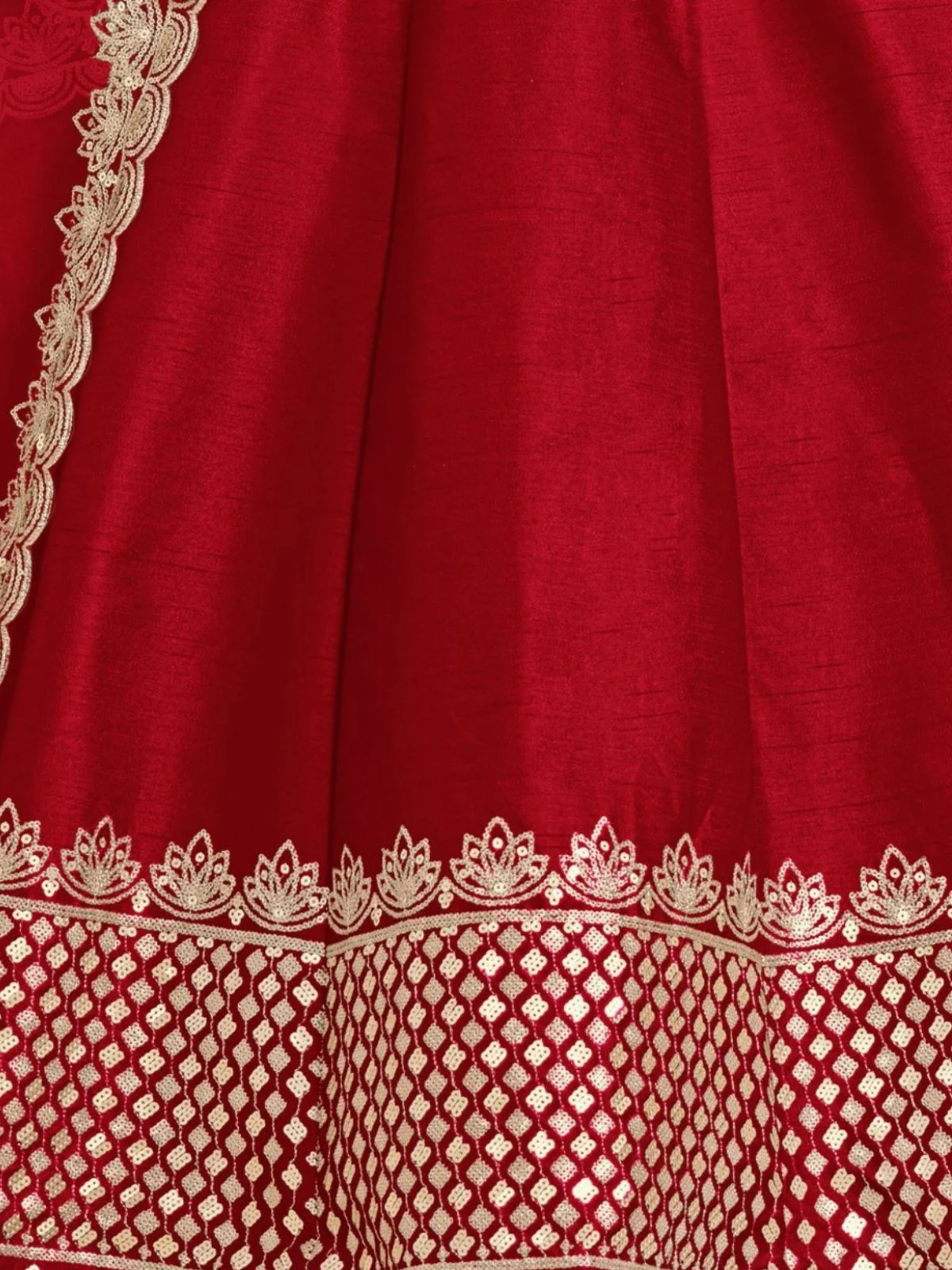 Odette Red Art Silk Embellished Semi-Stitched lehenga For Women - Image 5