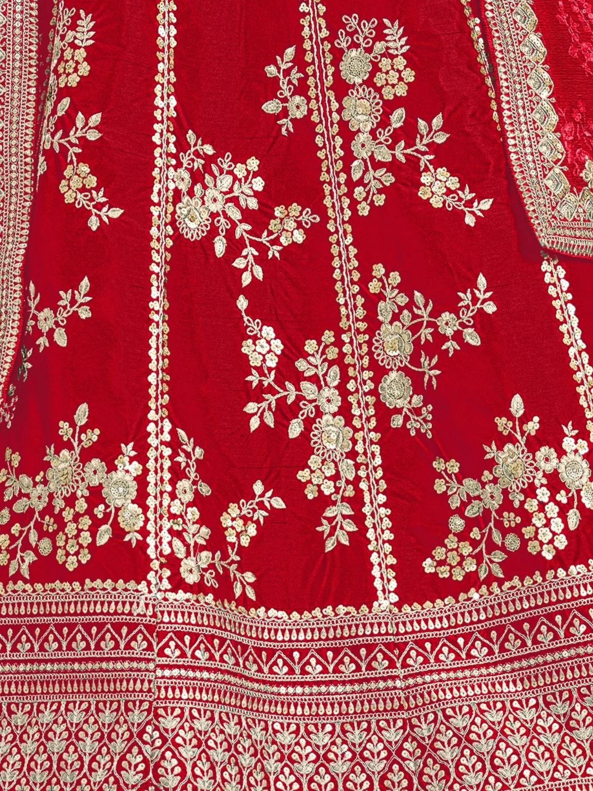 Odette Red Art Silk Embroidered Semi-Stitched lehenga For Women - Image 5