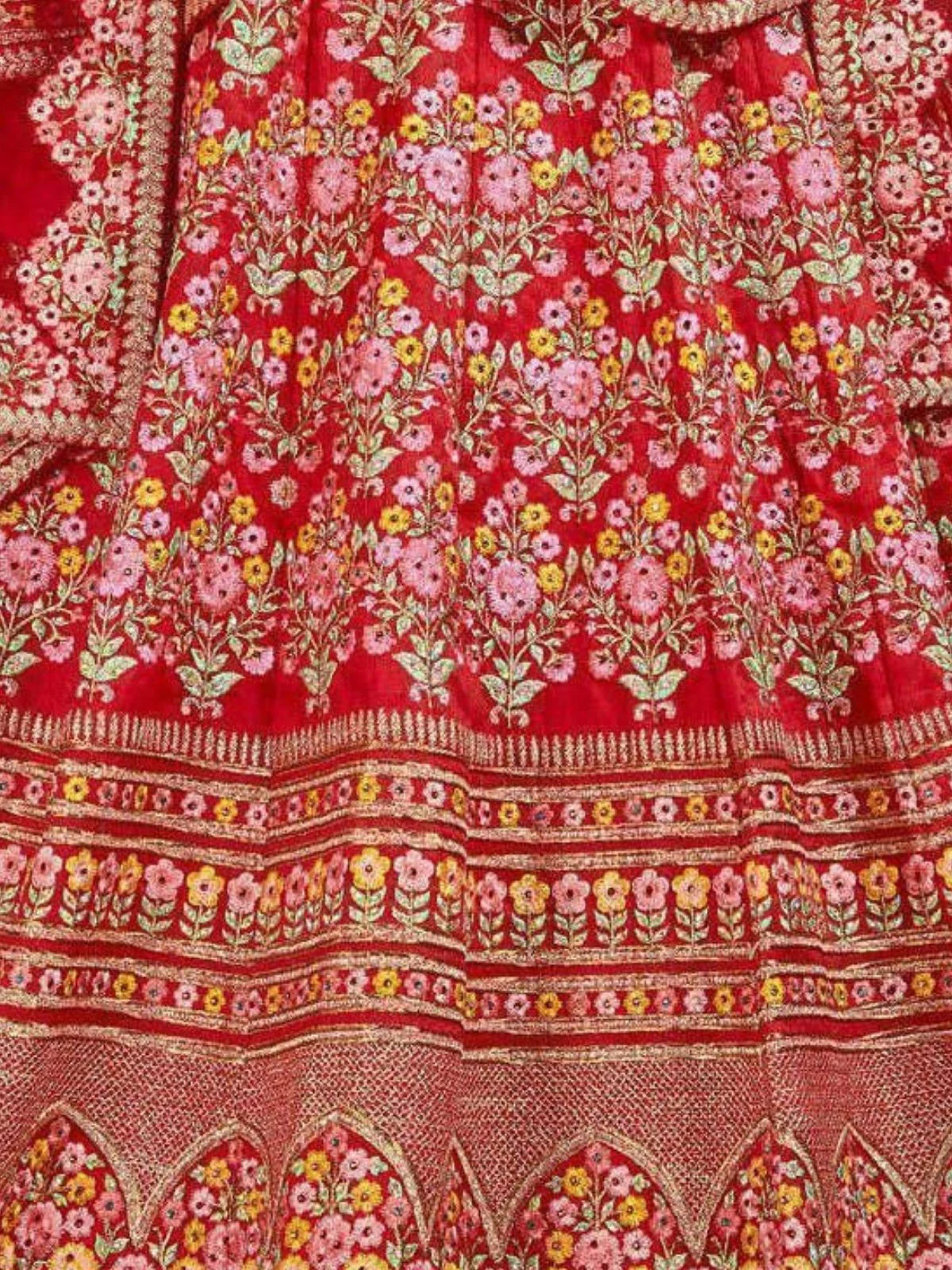 Odette Red Art Silk Embroidered Semi-Stitched lehenga For Women - Image 6