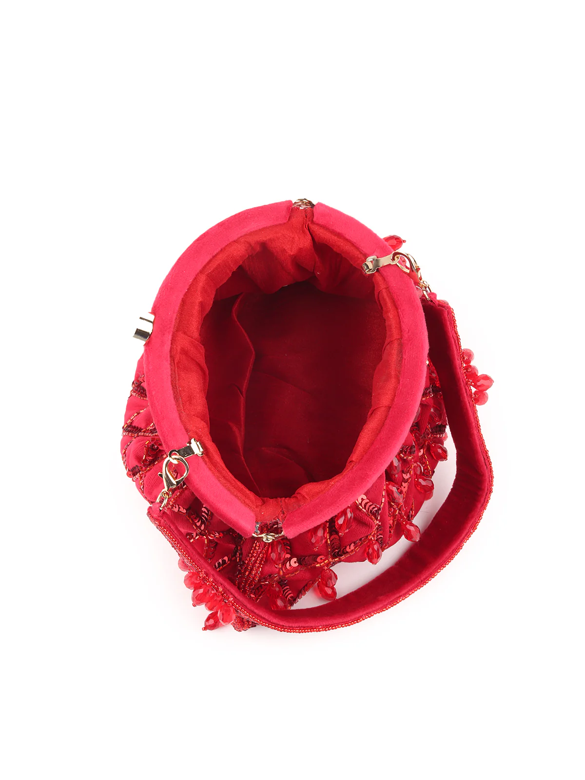 Odette Red Beads and Sequins Embroidered Batua for Women - Image 6
