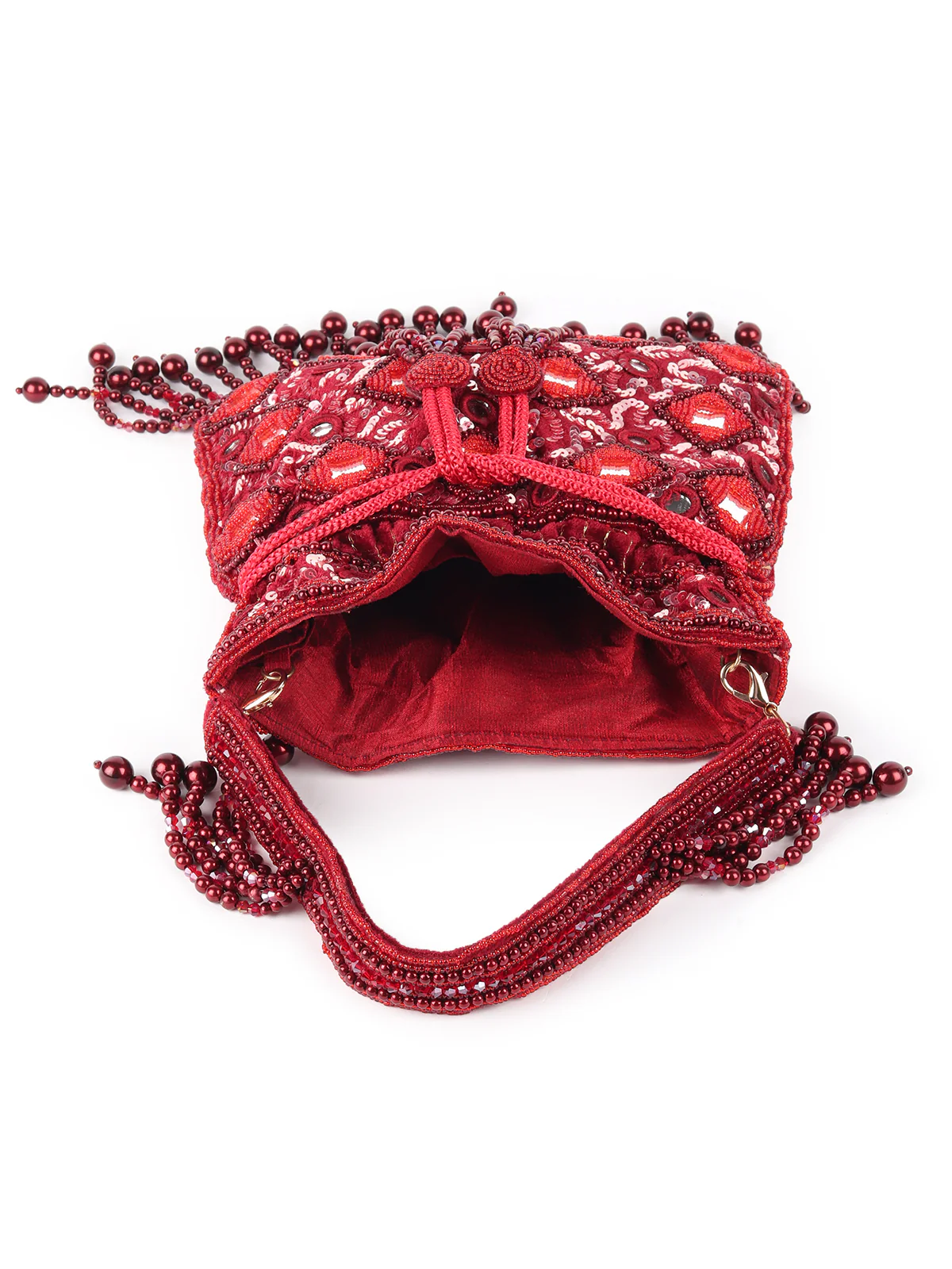 Odette Red Embroidered Batuwa Bag For Women - Image 6