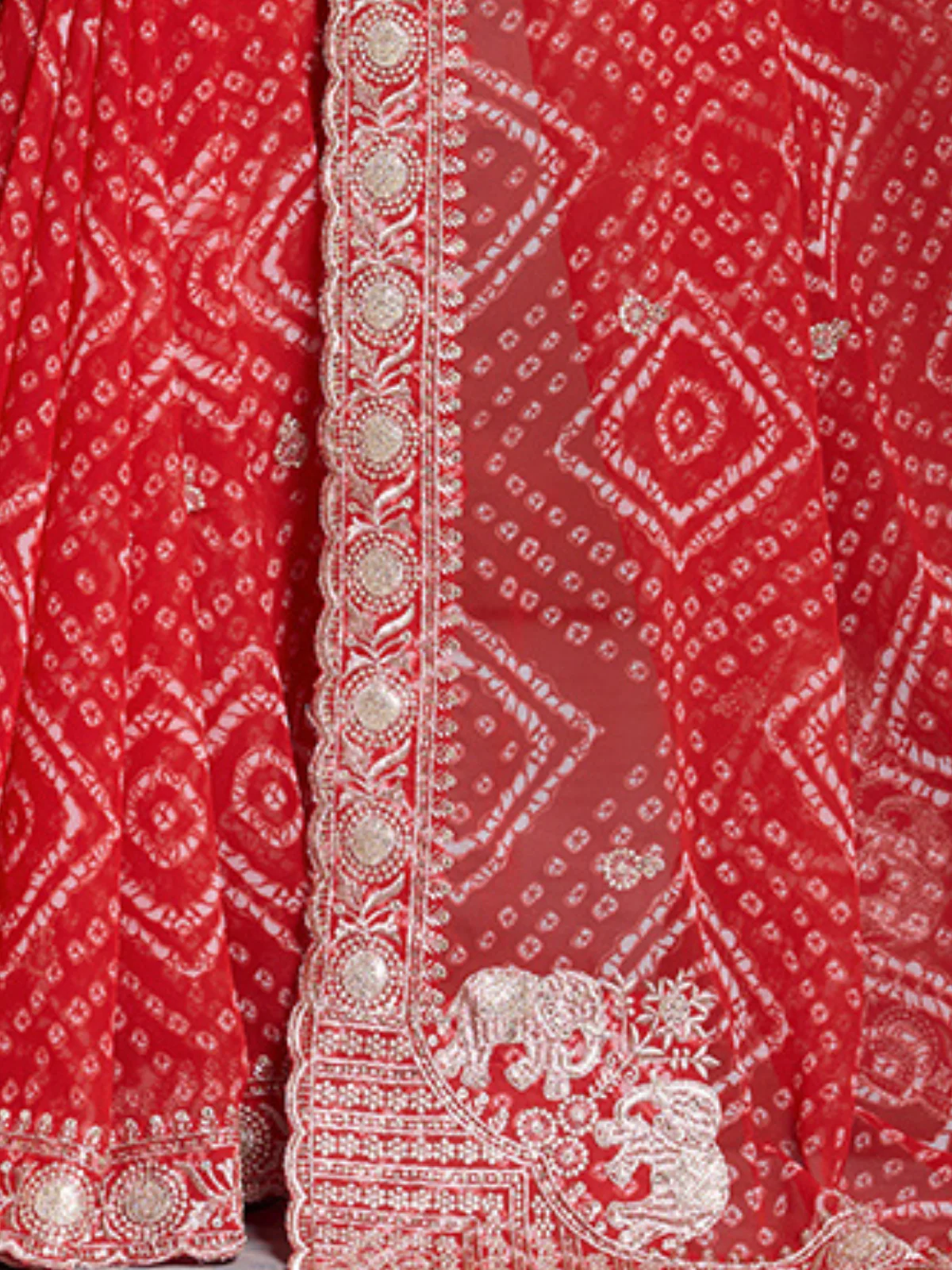 Odette Red Georgette Embroidered Saree For Women - Image 5
