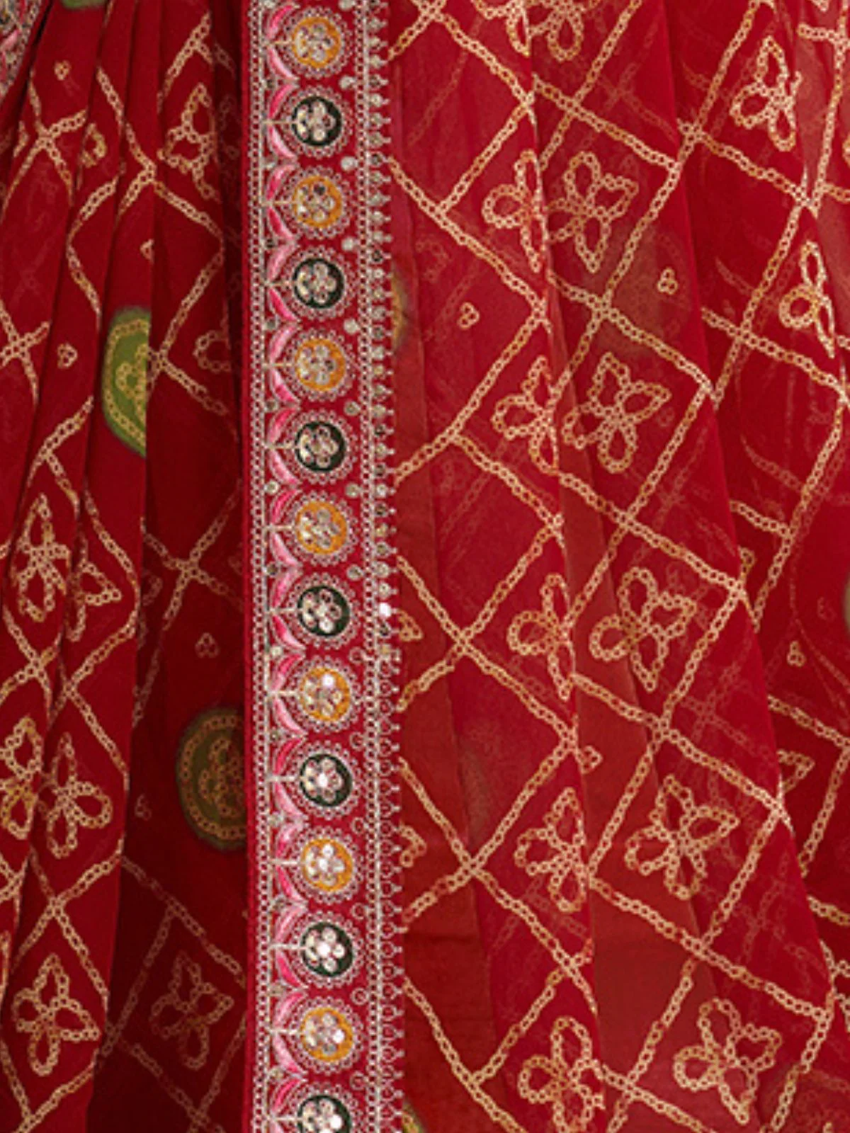 Odette Red Georgette Embroidered Saree For Women - Image 6