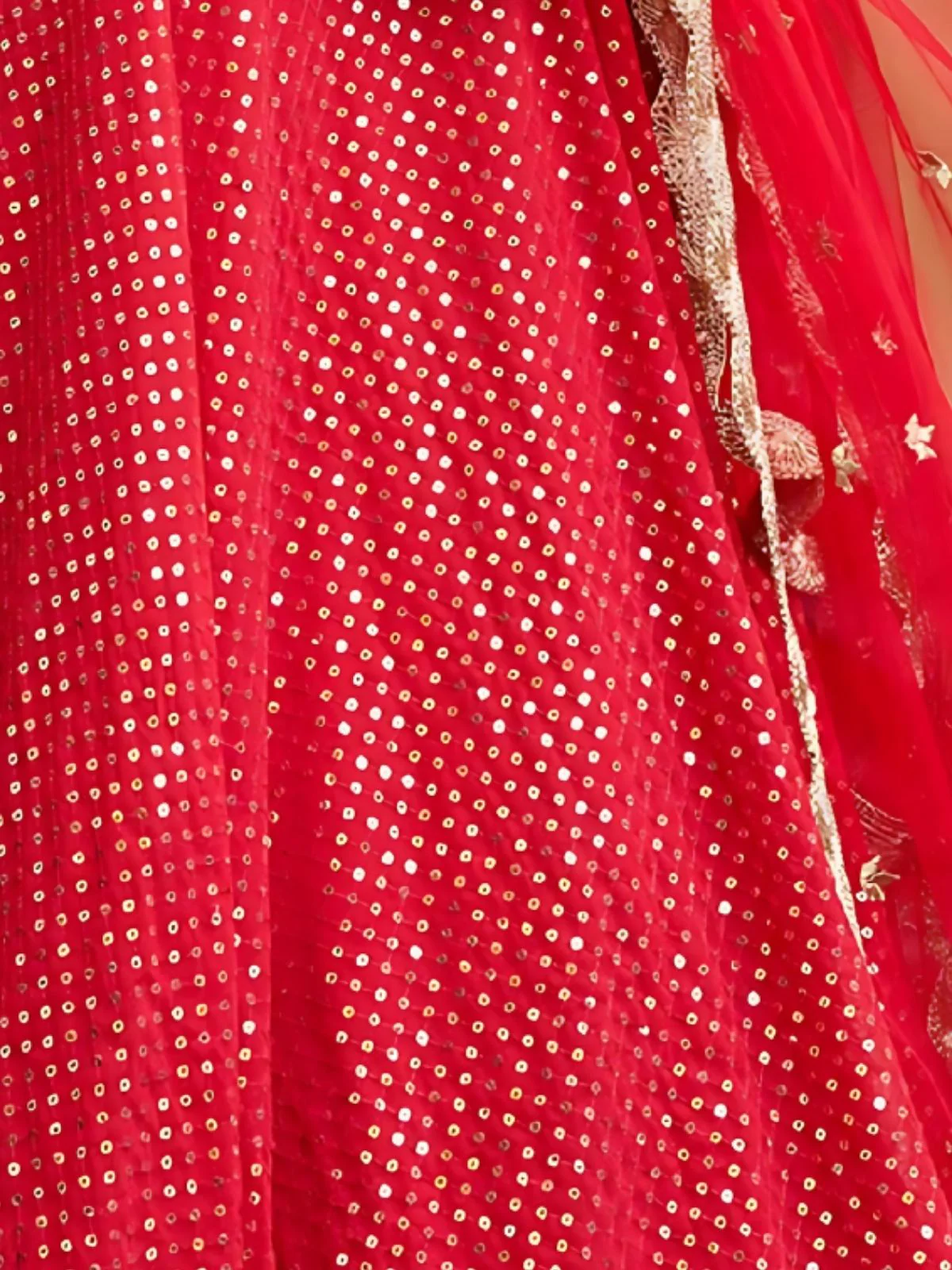 Odette Red Georgette Embroidered Semi-Stitched Lehenga For Women - Image 4