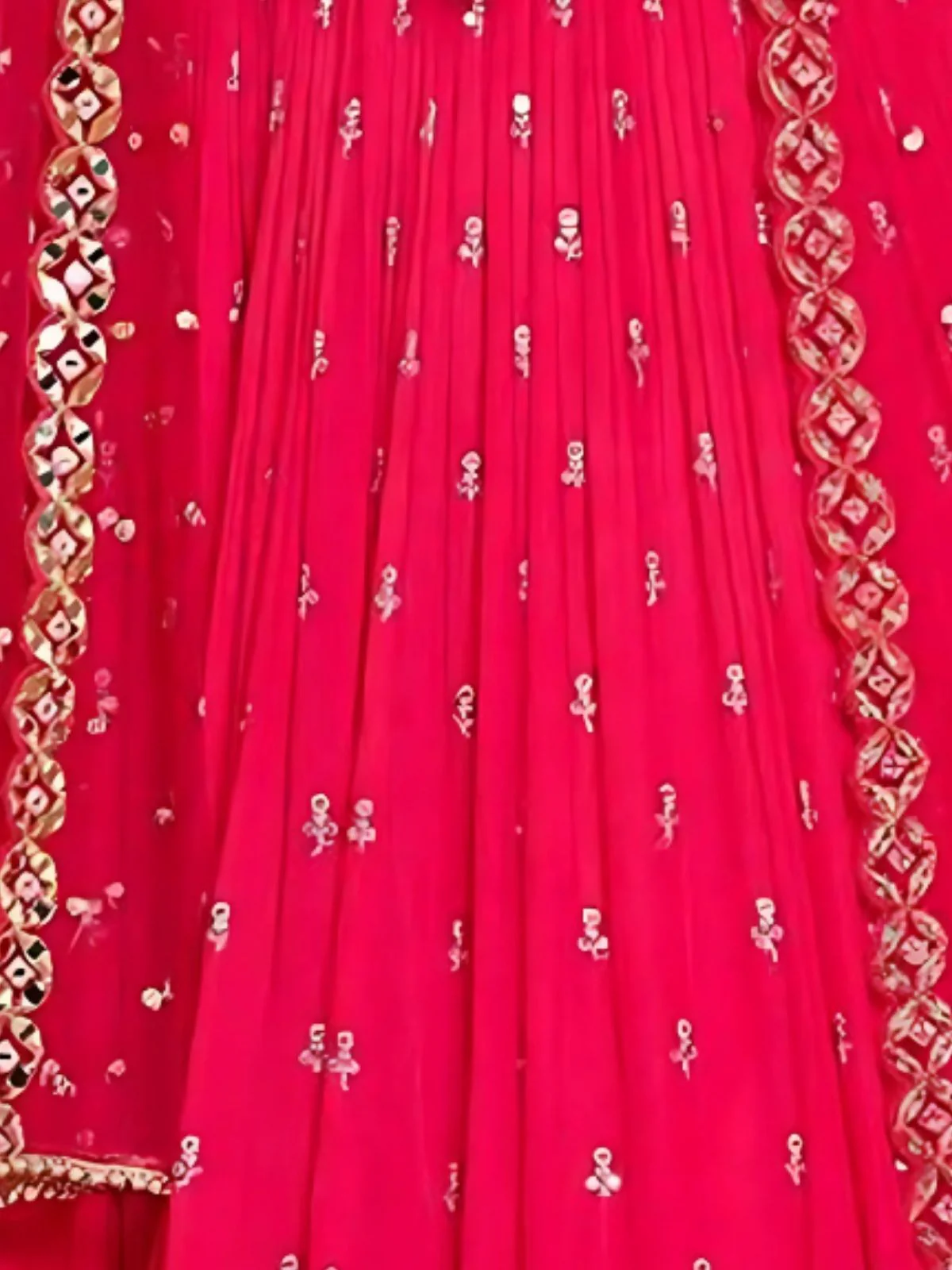 Odette Red Georgette Embroidered Semi-Stitched Lehenga For Women - Image 5