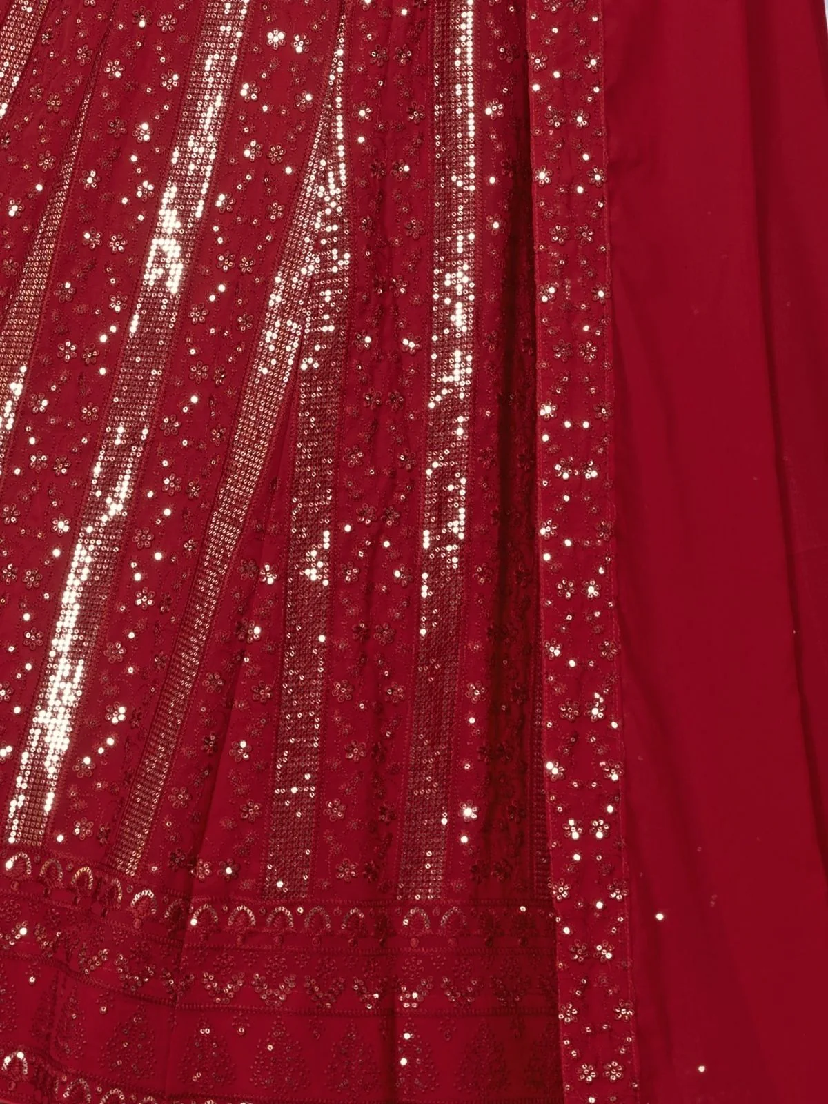 Odette Red Georgette Embroidered Semi-Stitched Lehenga For Women - Image 5