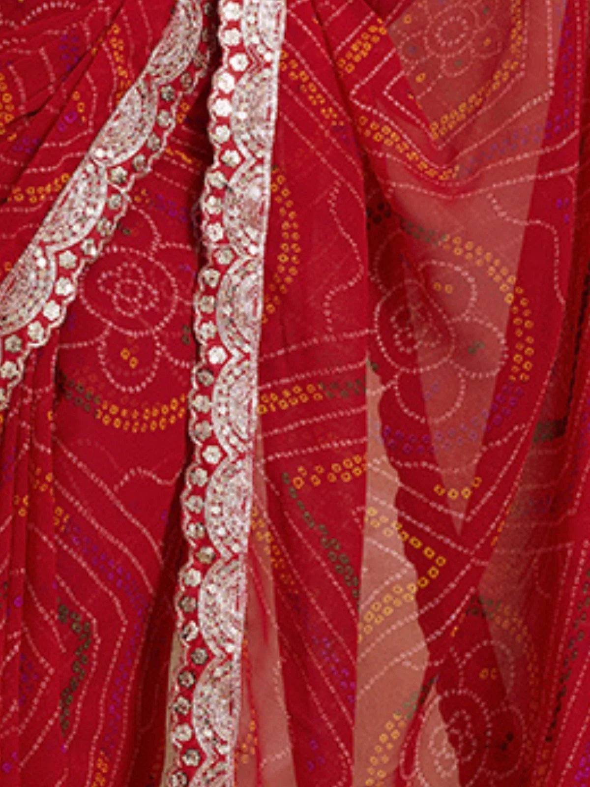 Odette Red Georgette Printed Saree For Women - Image 5