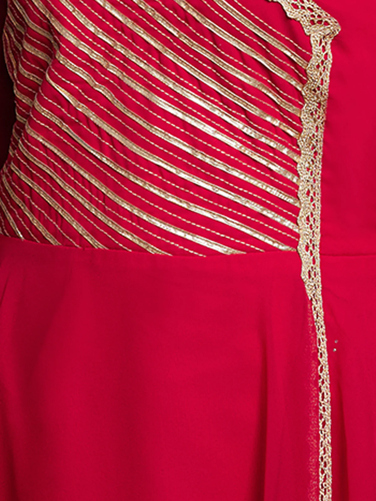 Odette Red Georgette Solid Gown For Women - Image 7