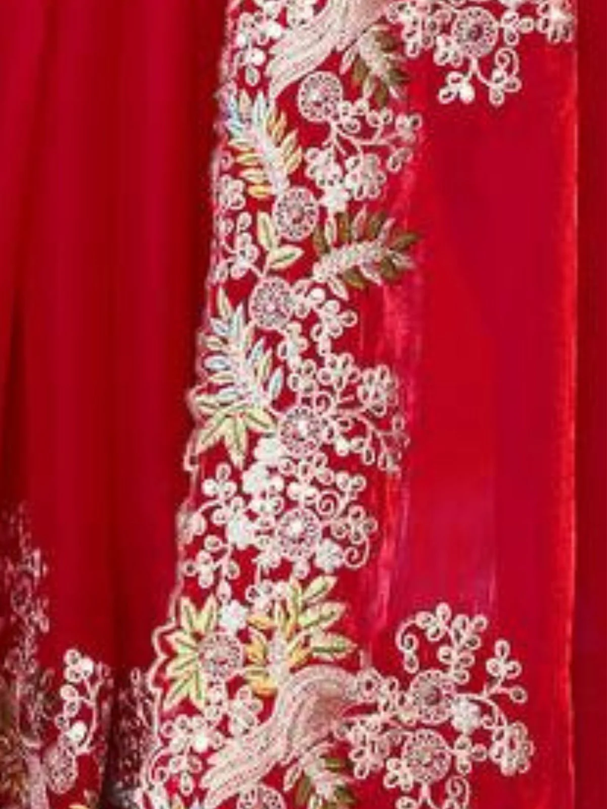 Odette Red Jimmy Choo Embellished Saree For Women - Image 5