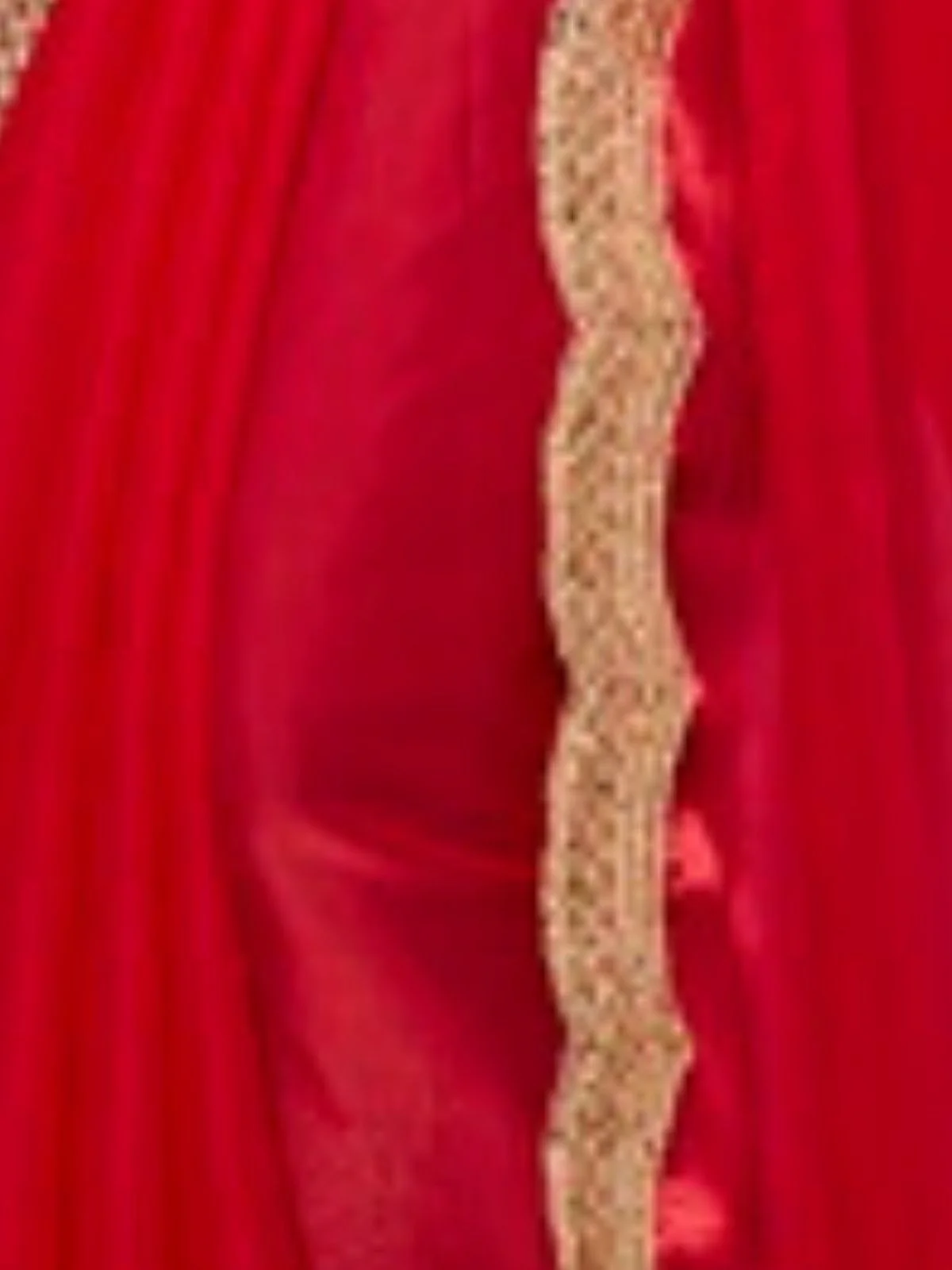 Odette Red Jimmy Choo Lace Work Saree With Unstitched Blouse For Women - Image 6