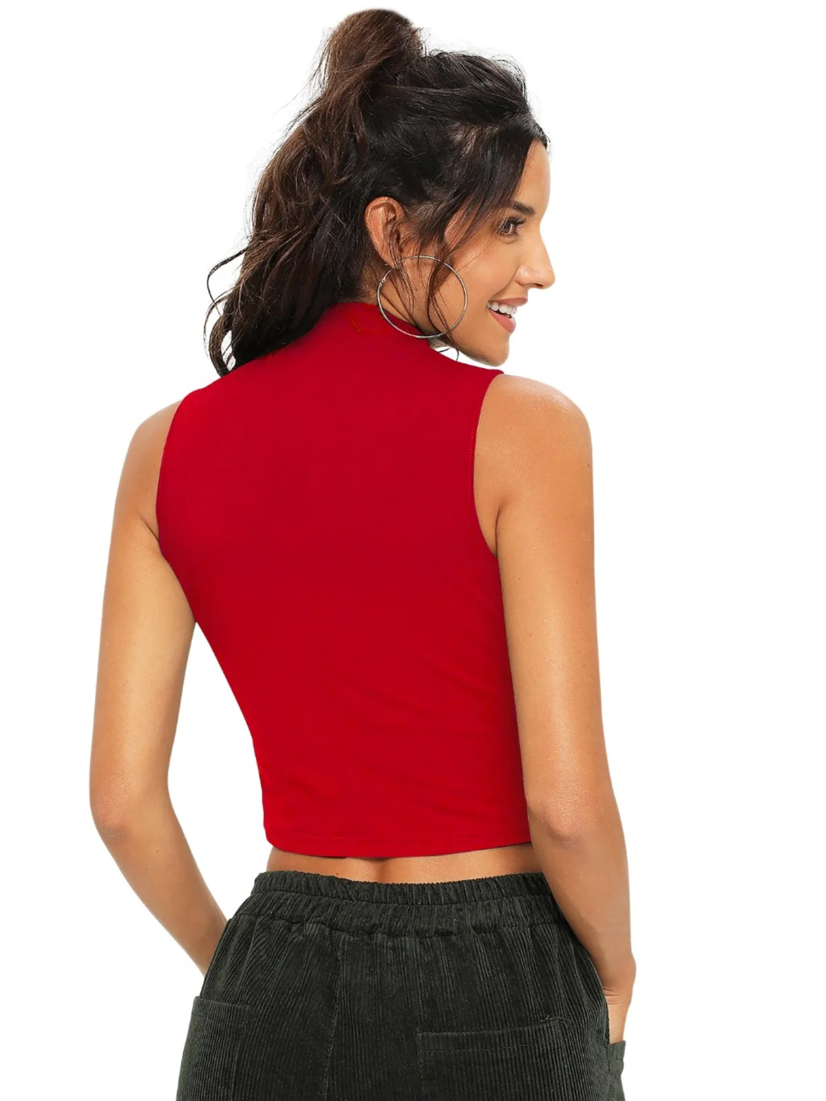 Odette Red Knit Fabric Top For Women - Image 4