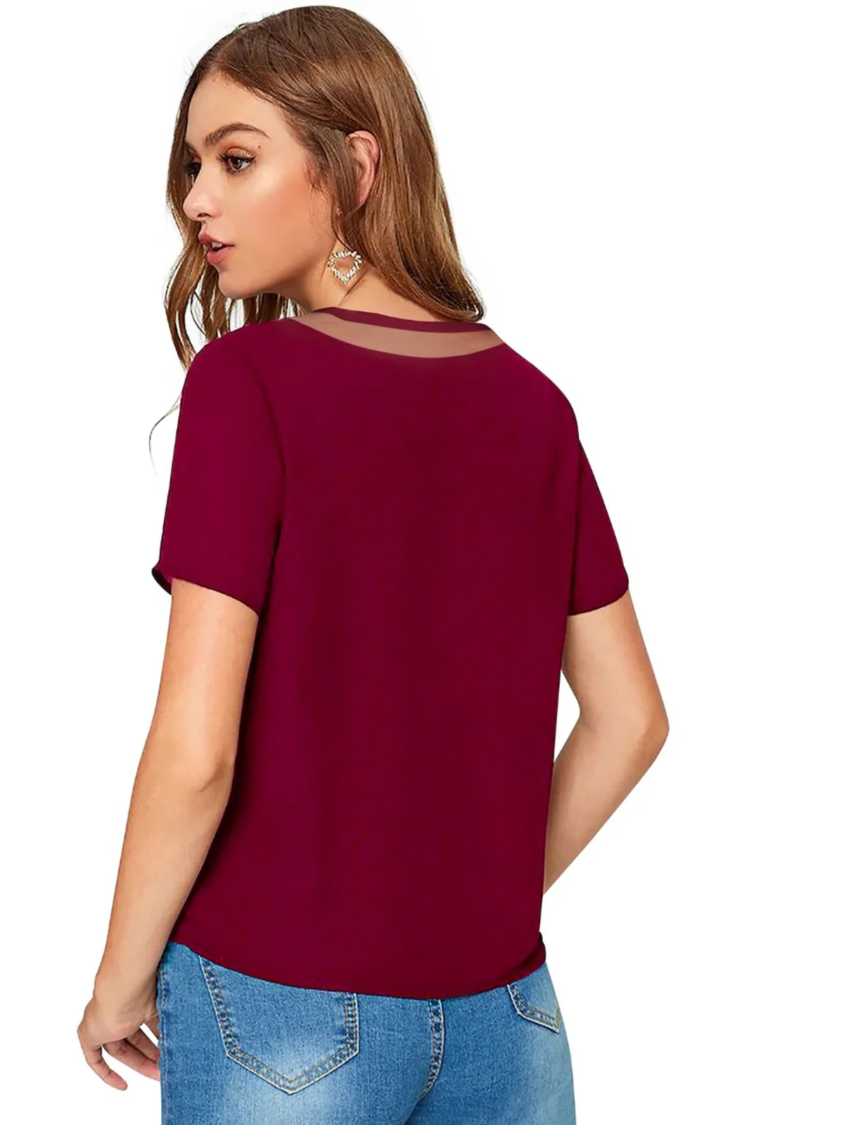 Odette Red Knit Fabric Top For Women - Image 4