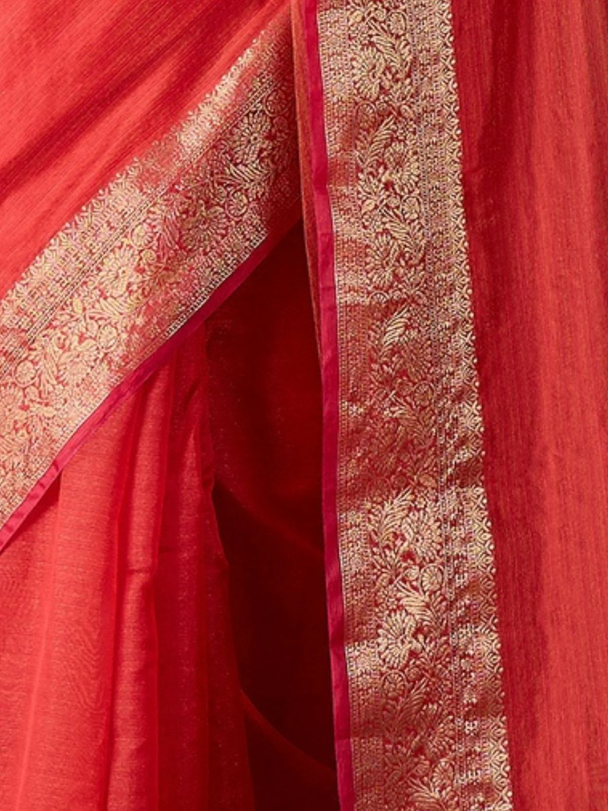 Odette Red Organza Woven Saree With Unstitched Blouse For Women - Image 6