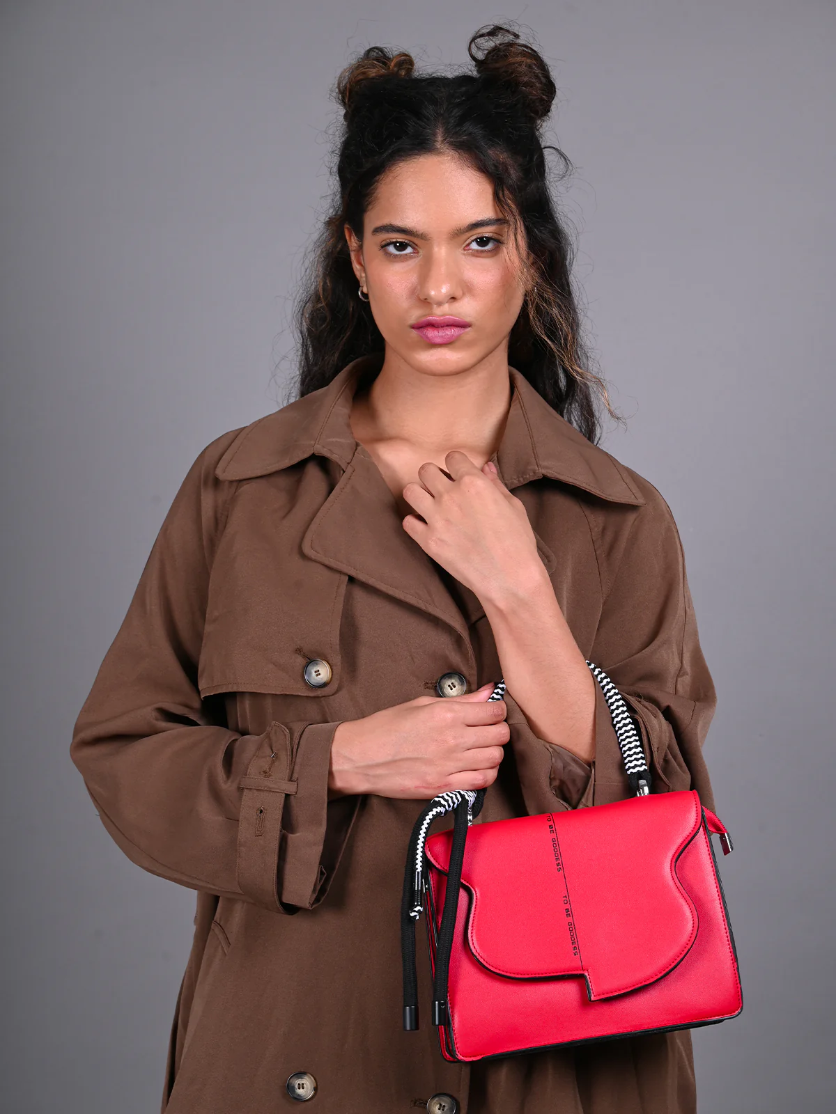 Odette Red Patterned Hand Bag For Women - Image 2