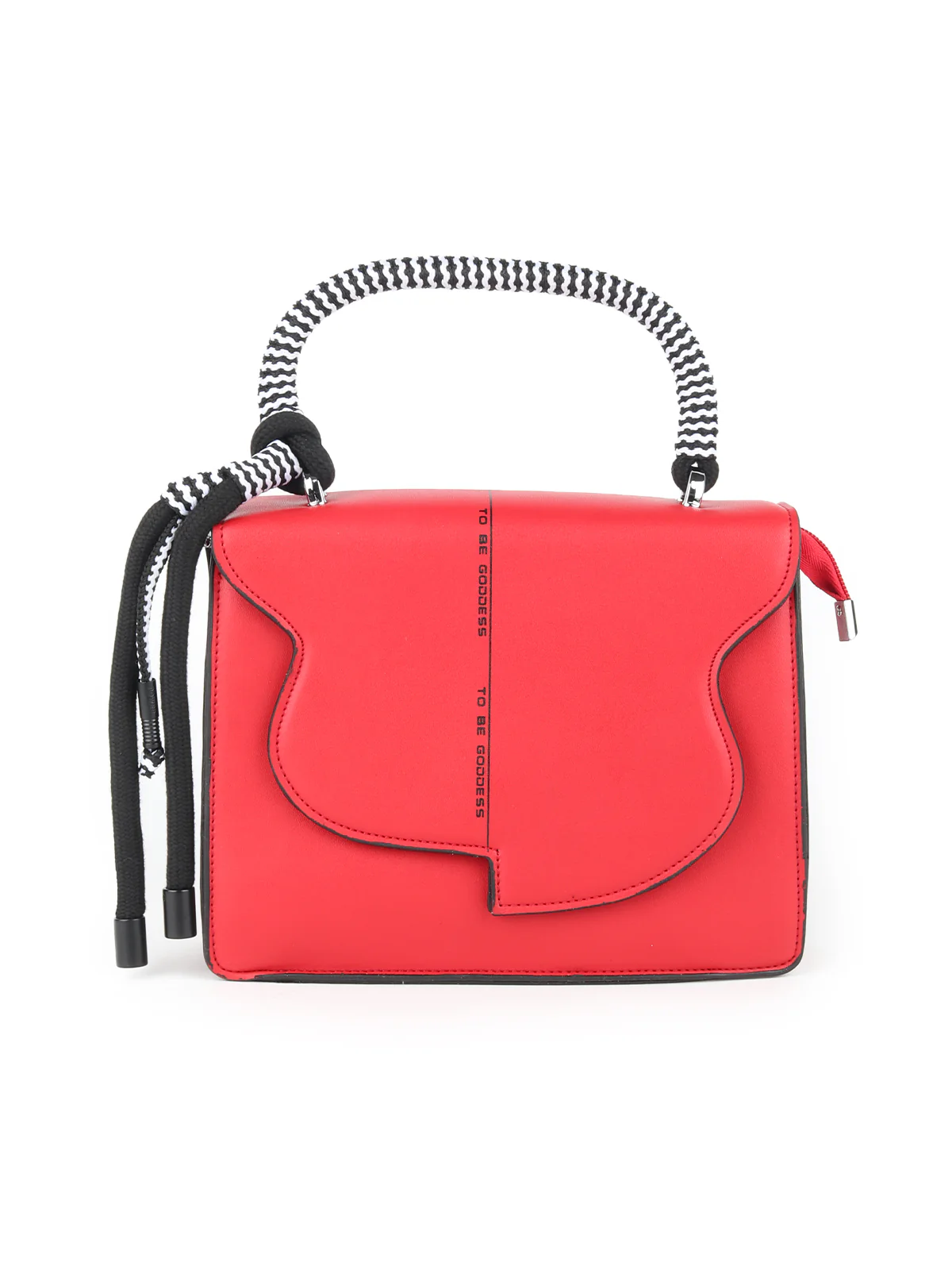Odette Red Patterned Hand Bag For Women - Image 3