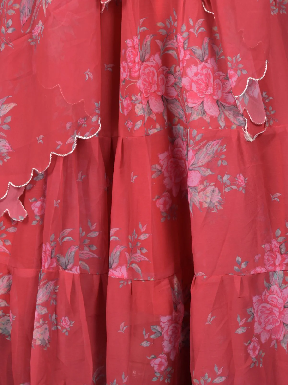Odette Red Printed Semi Stitched Lehenga with Unstitched Blouse And Dupatta For Women - Image 5