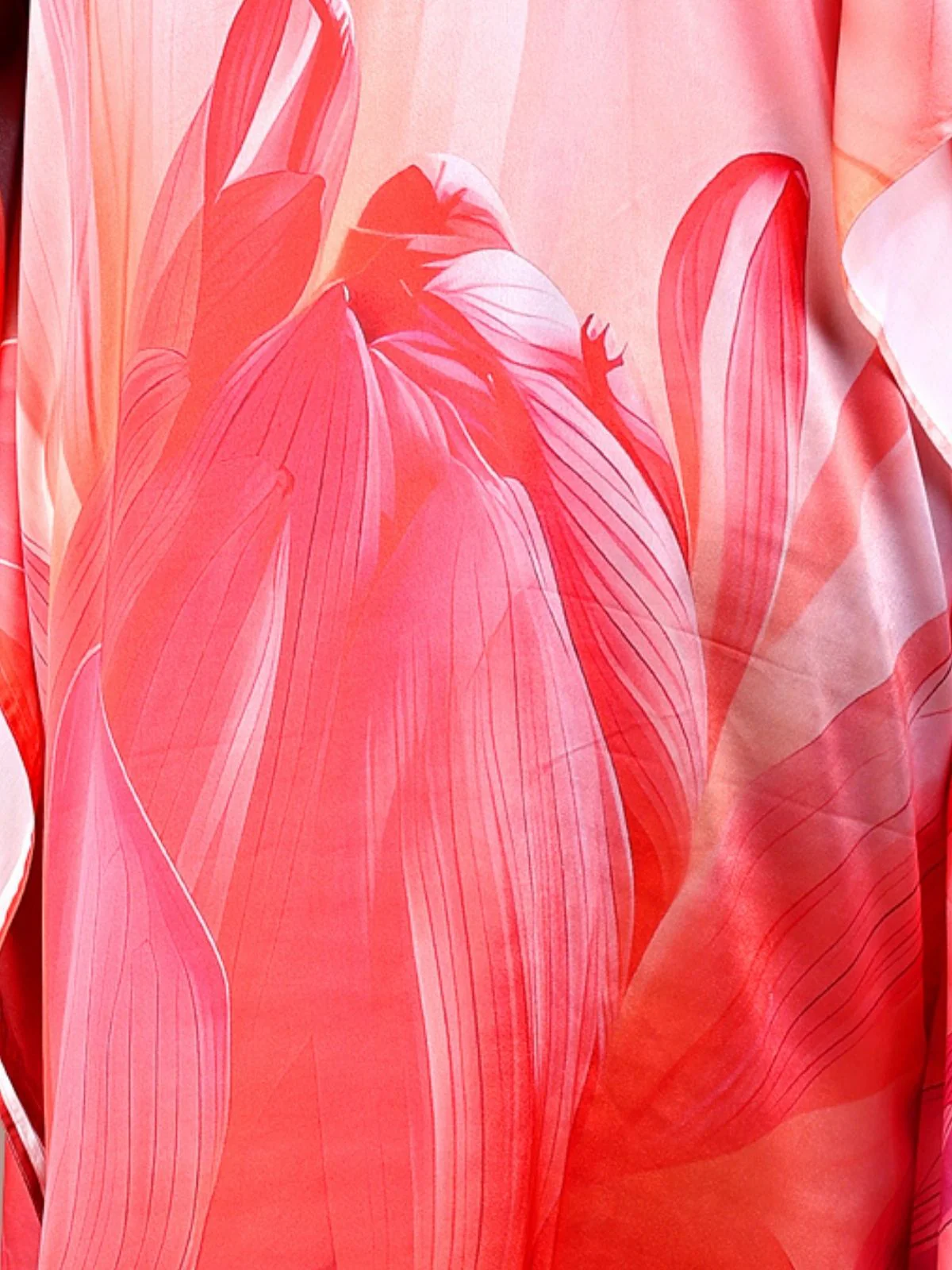 Odette Red Satin Printed Kaftan For Women - Image 5