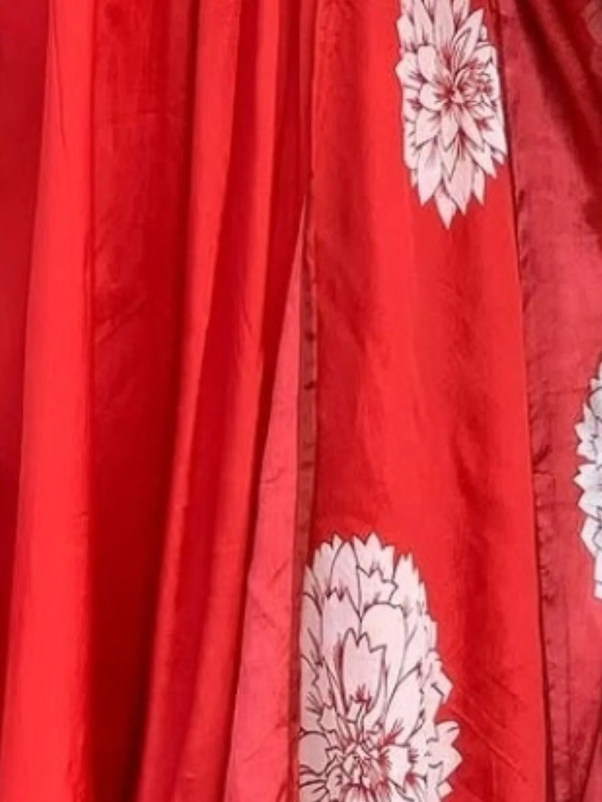 Odette Red Silk Blend Embroidered Stitched Kurta Set For Women - Image 4