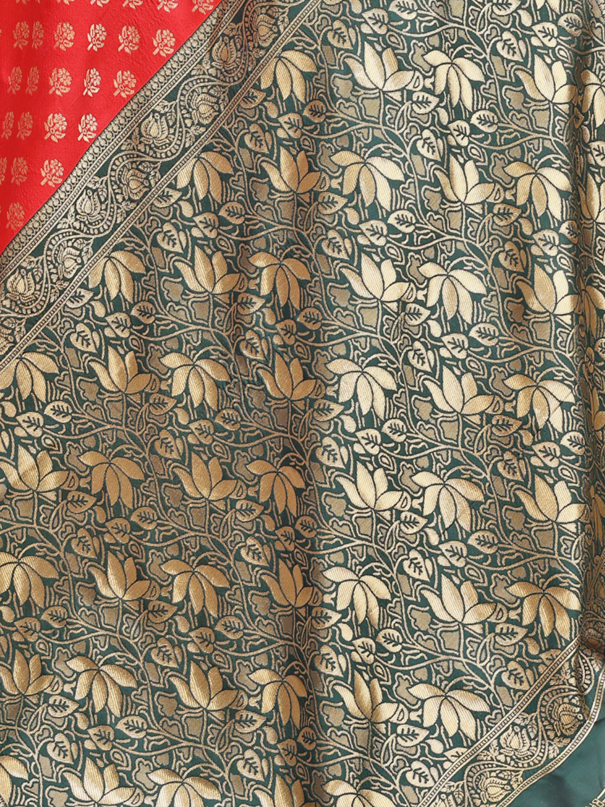 Odette Red Silk Blend Woven Saree For Women - Image 5