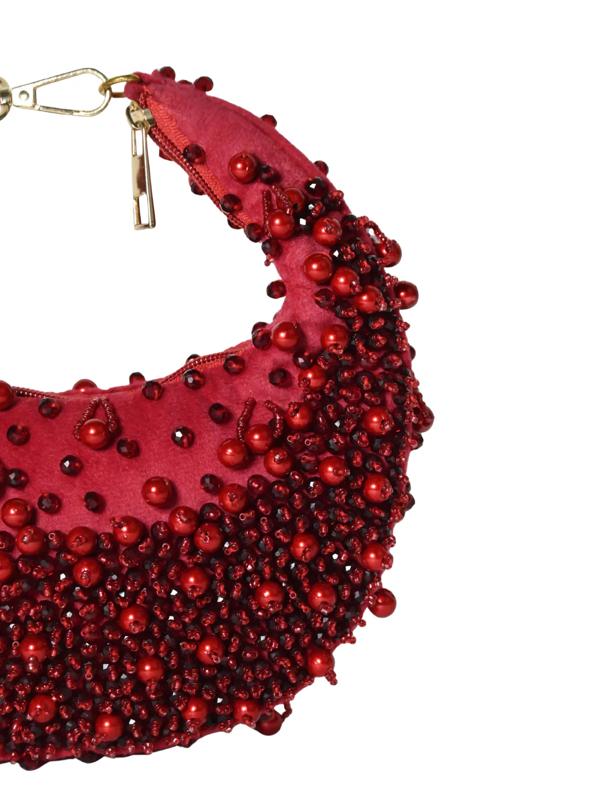 Odette Red Suede Embellished Clutch For Women - Image 5