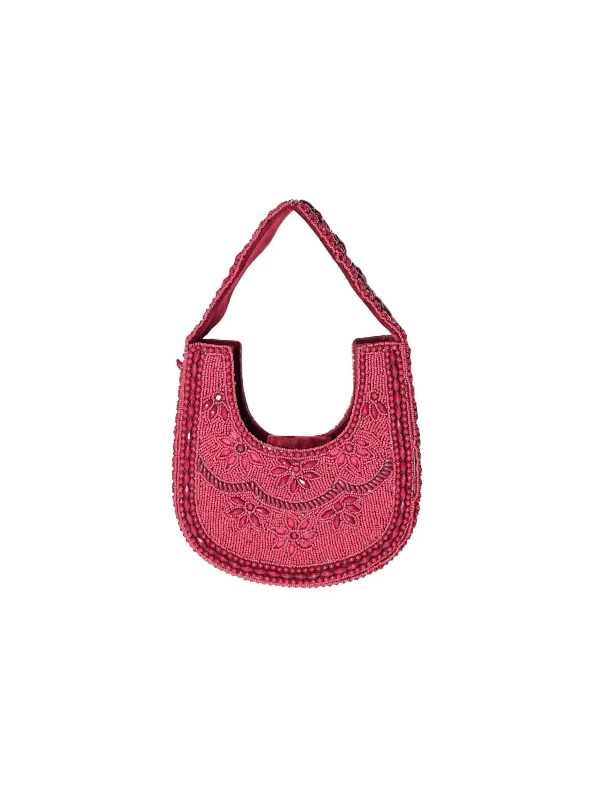 Odette Red Suede Embellished Clutch For Women - Image 2