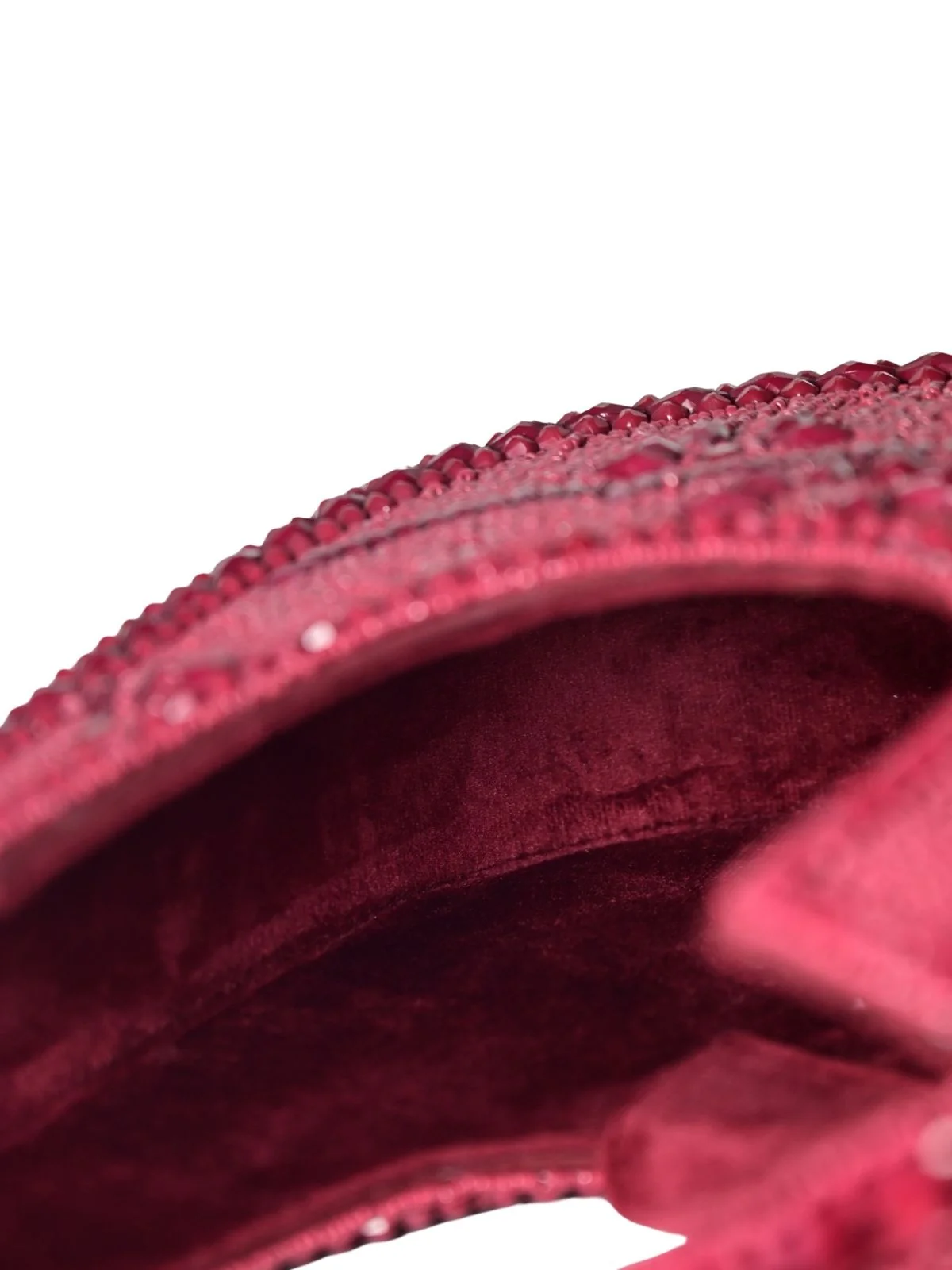 Odette Red Suede Embellished Clutch For Women - Image 6
