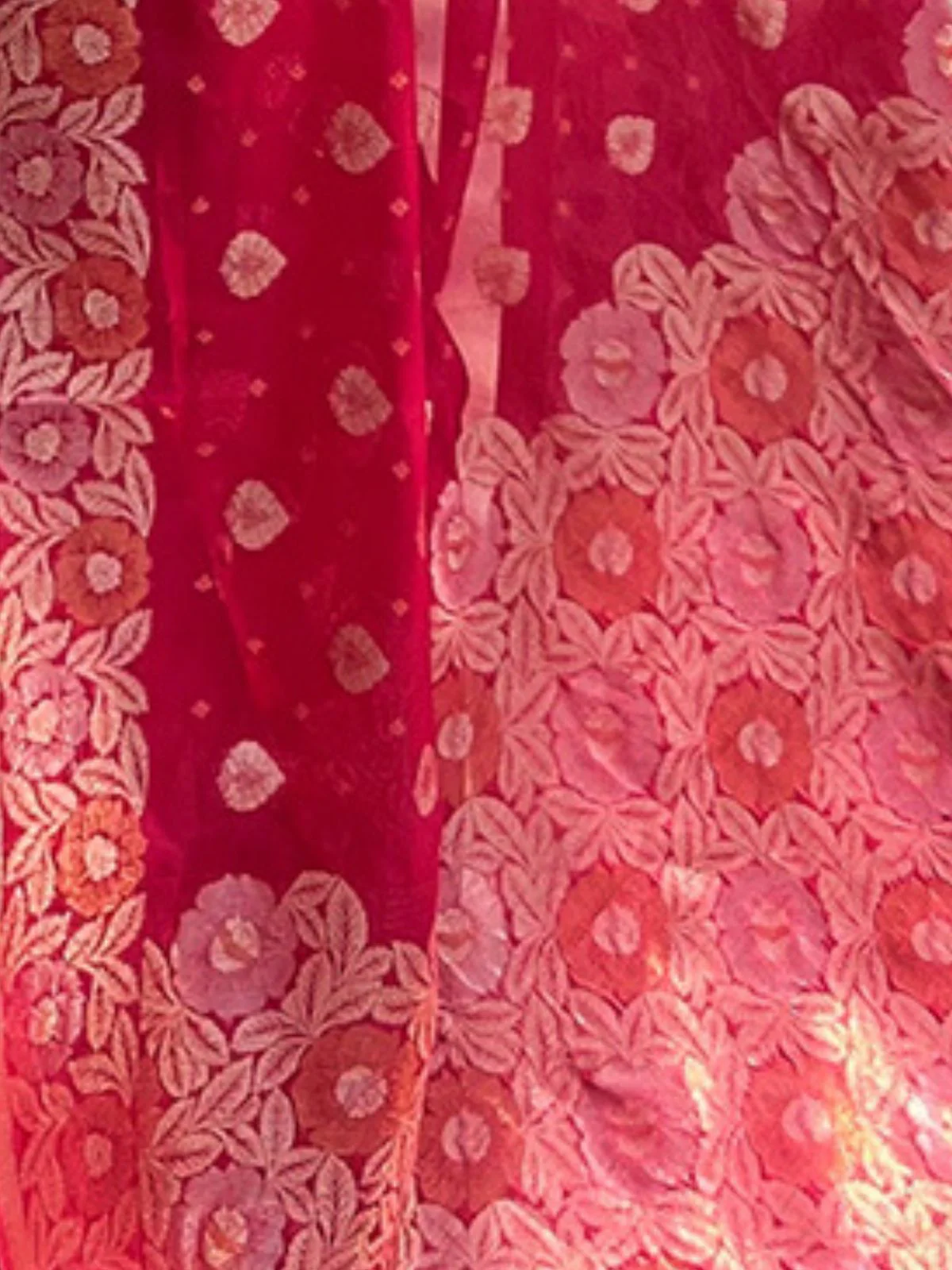 Odette Red Woven Design Organza Saree With Unstitched Blouse For Women - Image 4